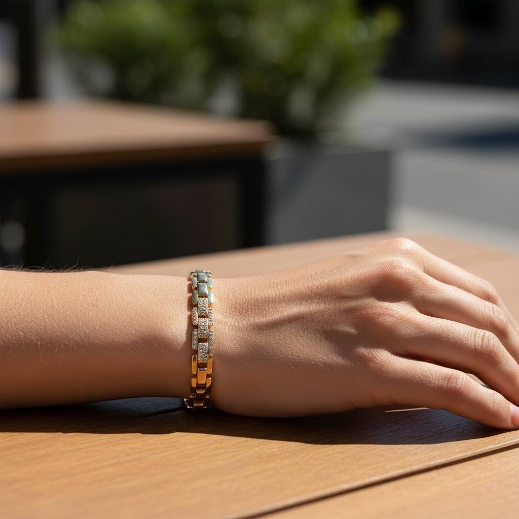 Rolex Slim Iced Link Gold Bracelet