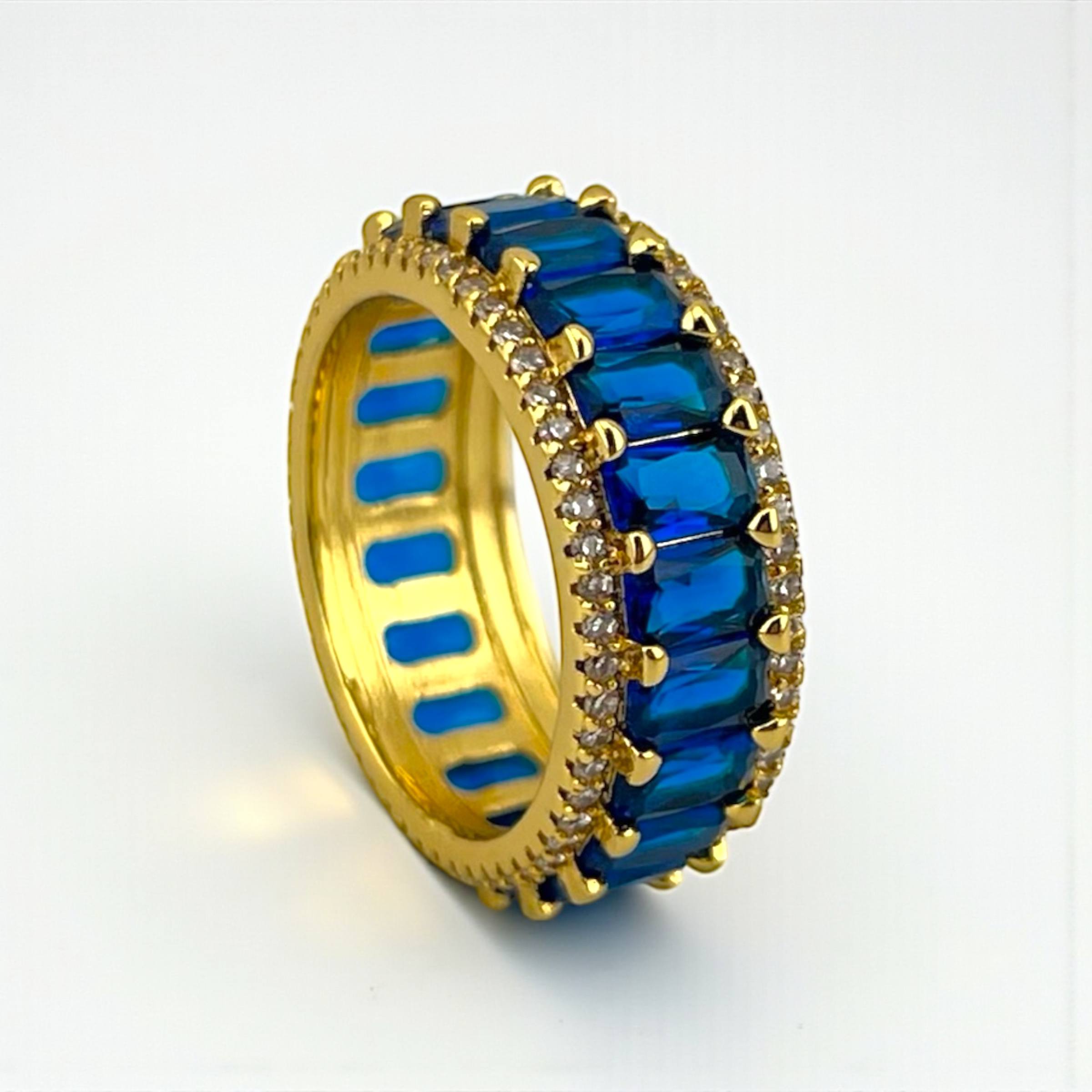 colored Crimson Radiance Ring – Gold-Plated with Ruby-Hued Baguettes