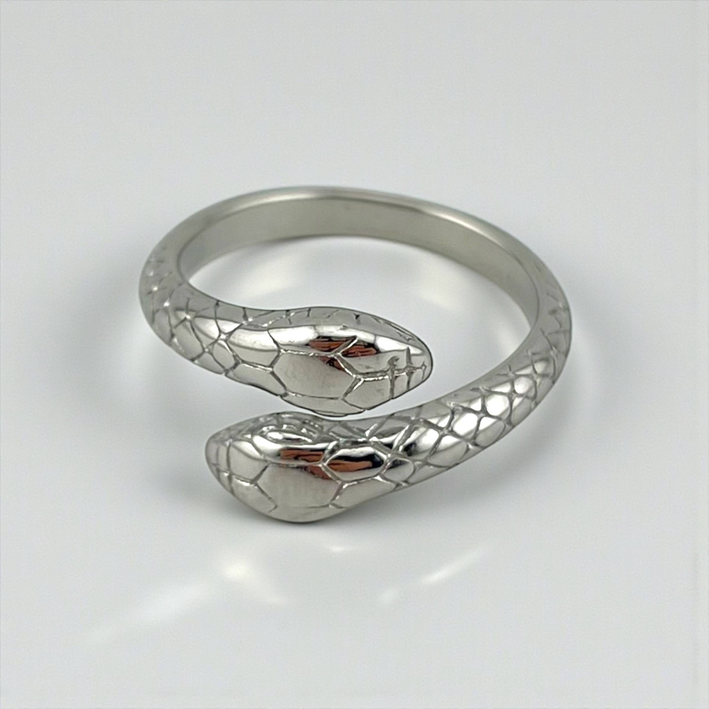 Textured Twin Snake Ring – Gold & Silver Power Duo