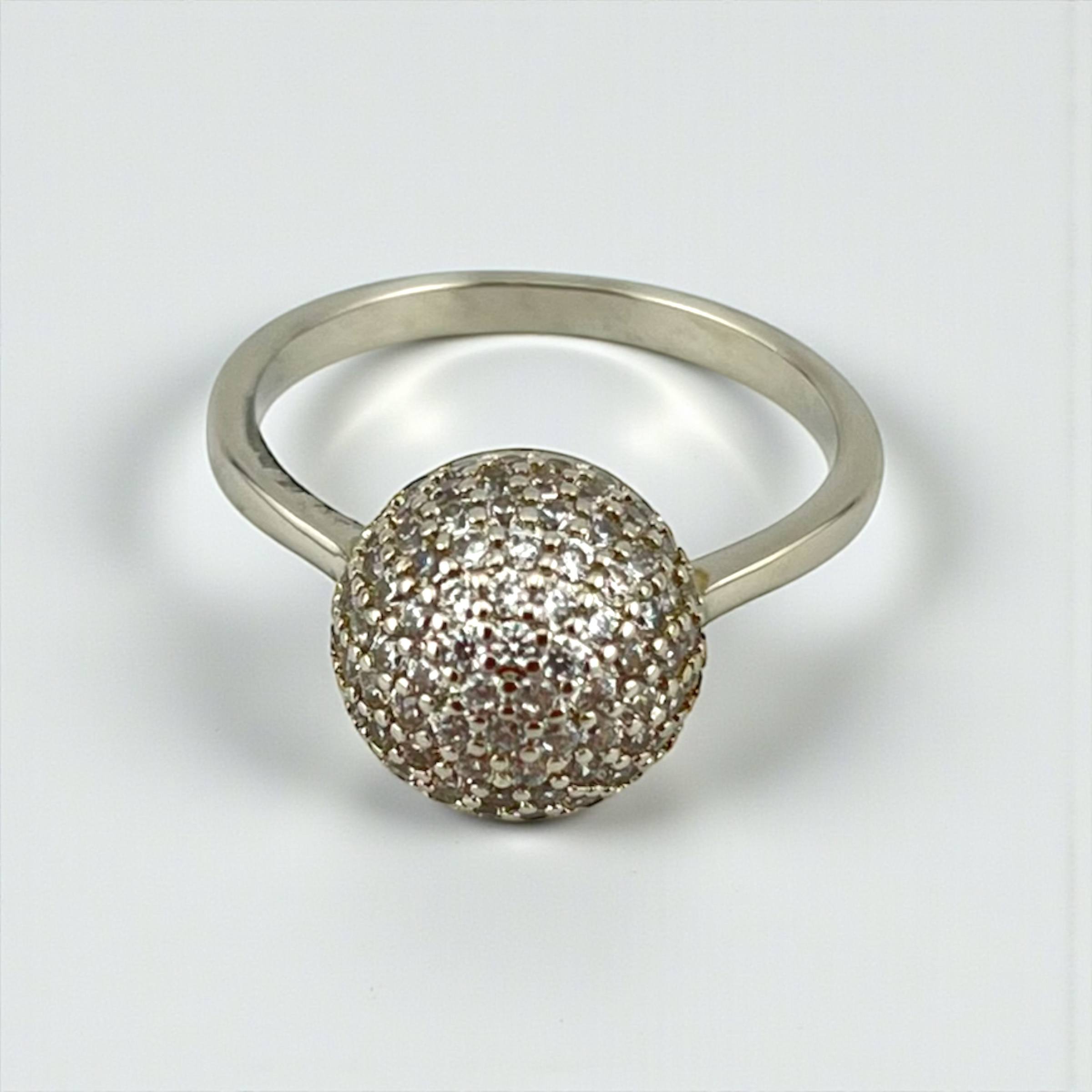Luna Pavé Ball Ring – Gold & Silver