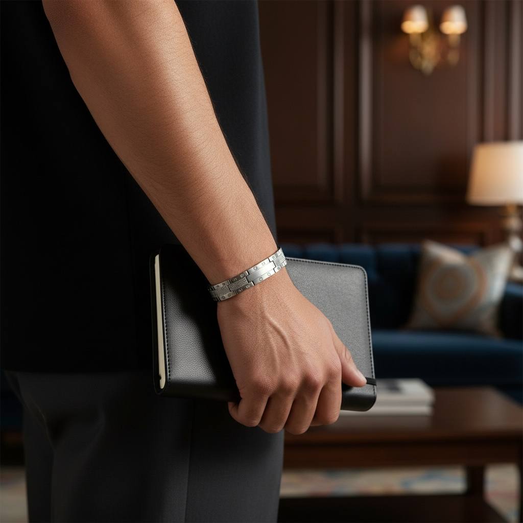 Lacoste Titanium Energy Link Bracelet – Silver, Gold & Black