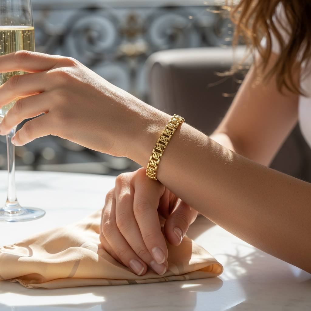 Rolex 18K Gold-Plated Box Link Bracelet – Modern & Durable