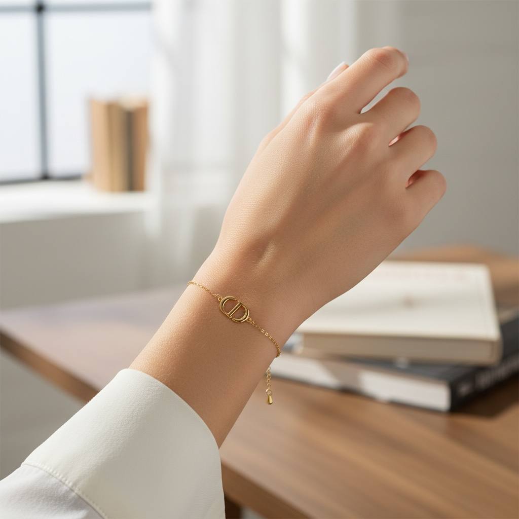 CD Duo Initials Bracelet – Silver & Gold Harmony