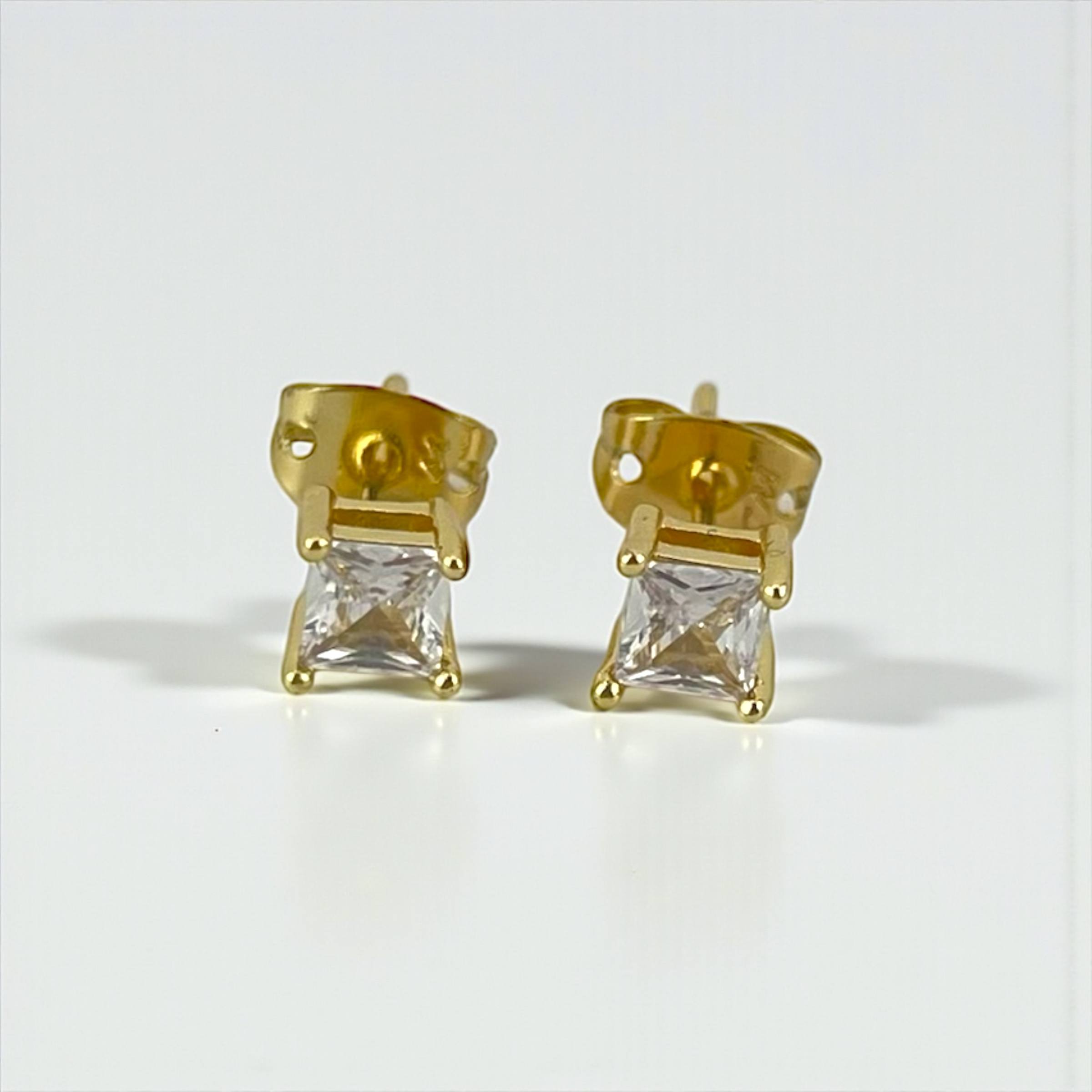 Square-Cut Stud gold Earrings – Gold Plated & Hypoallergenic
