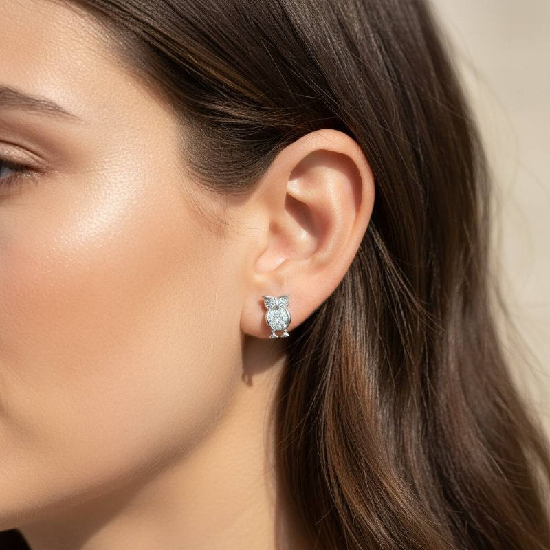 Silver color Crystal Owl Cartilage piercing🦉💎