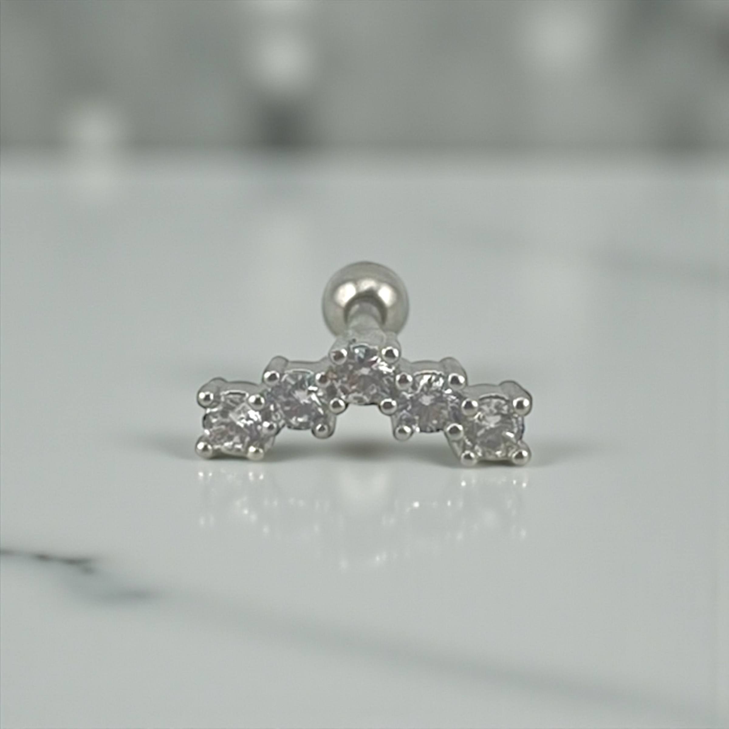 Gold Crystal Arc Stud ear piercing āØš