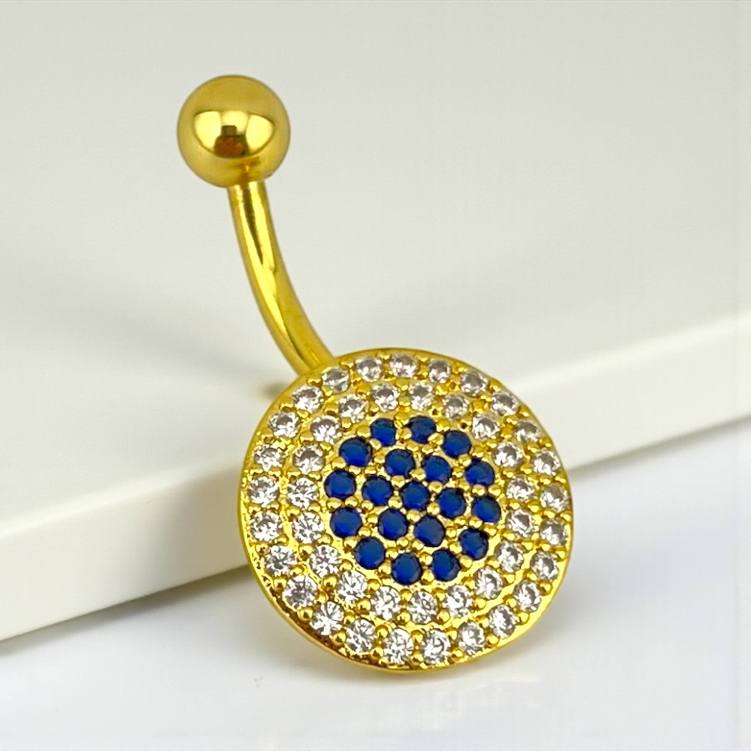 Blue Sparkle Disc Belly Piercing