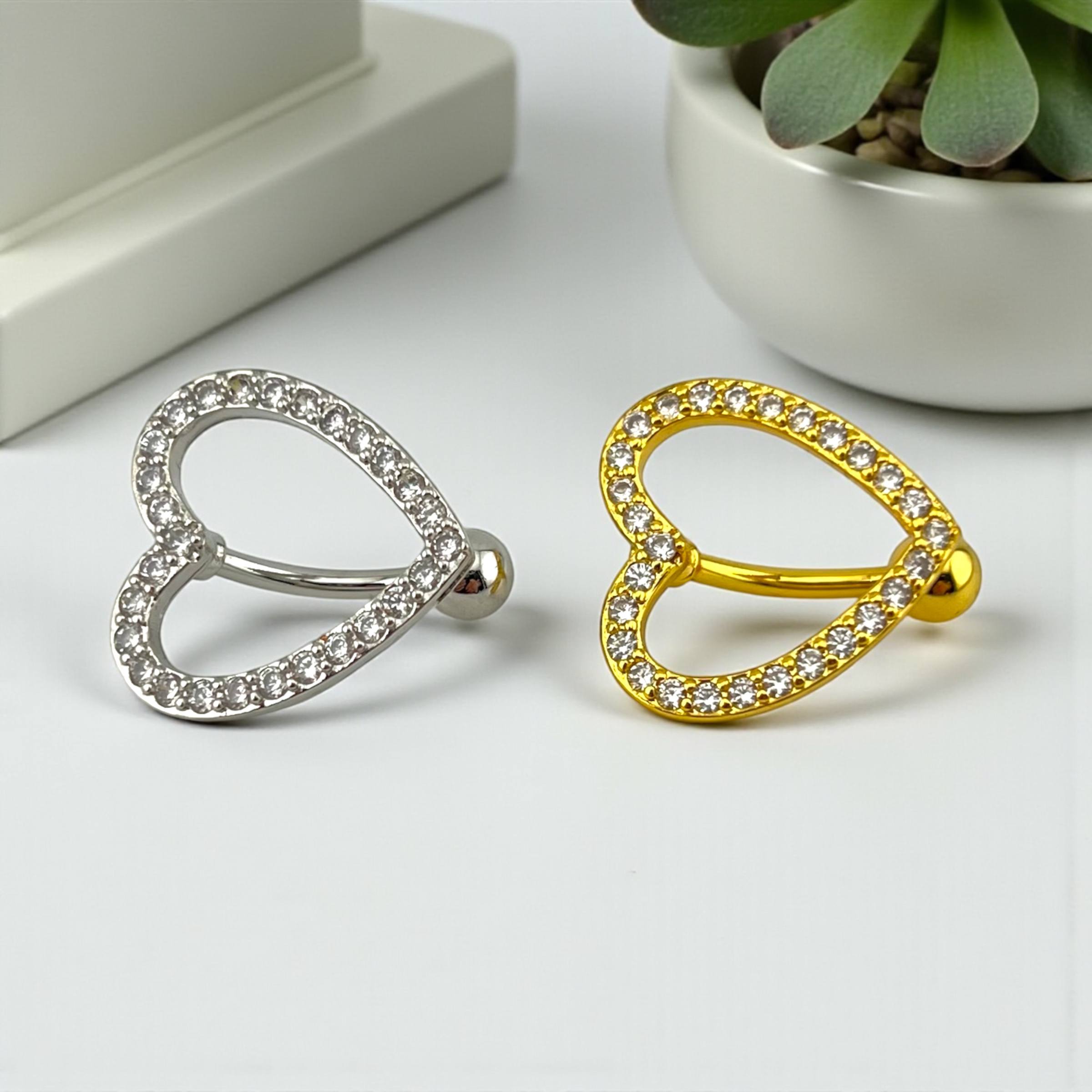 Crystal Heart Belly Piercing