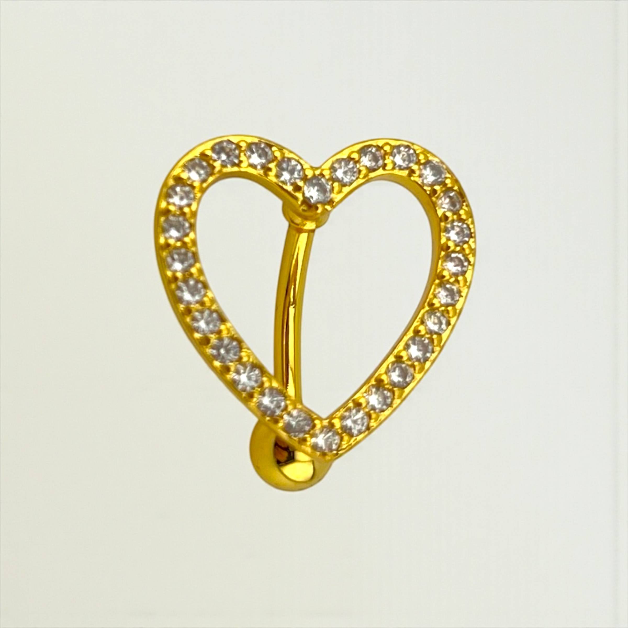 Crystal Heart Belly Piercing