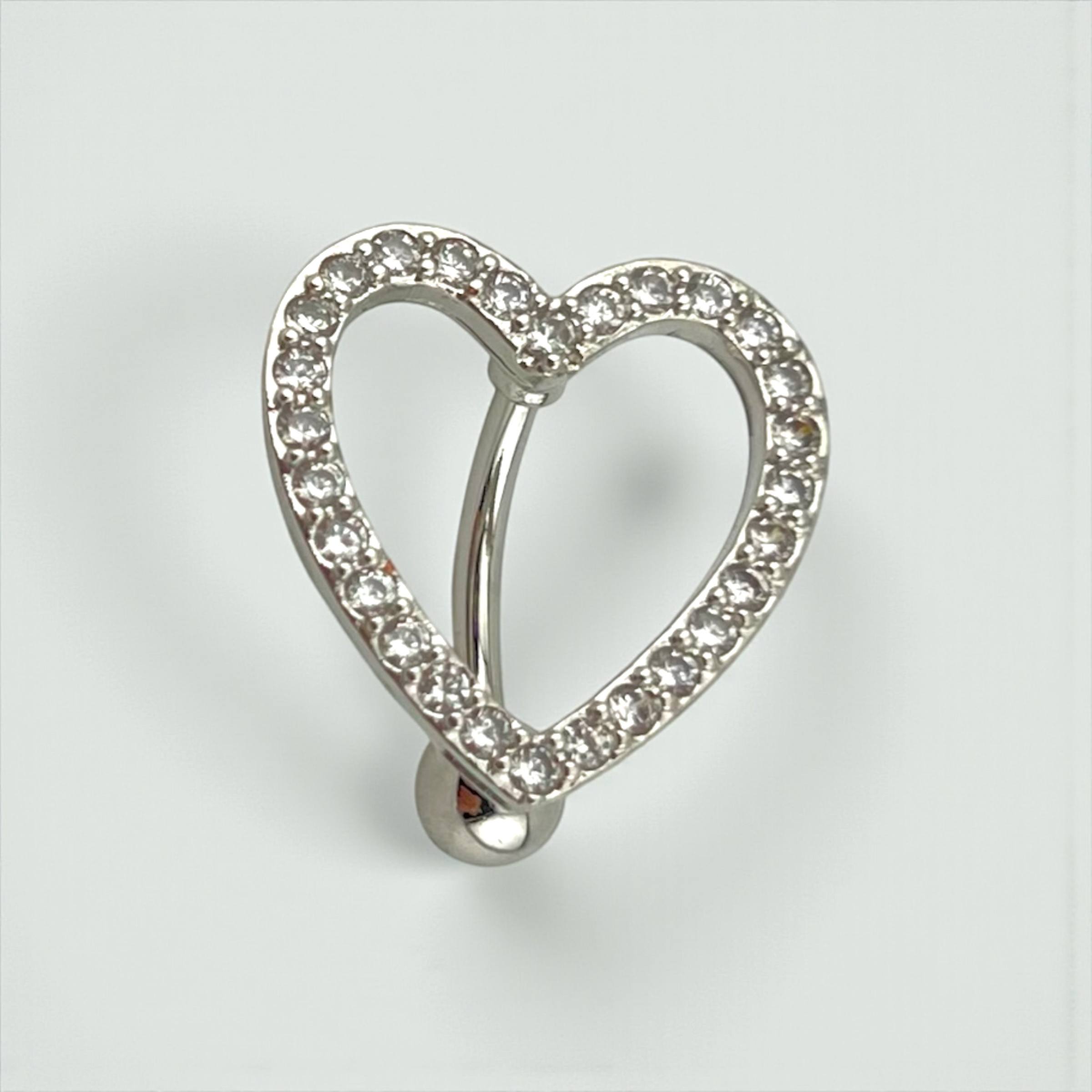 Crystal Heart Belly Piercing