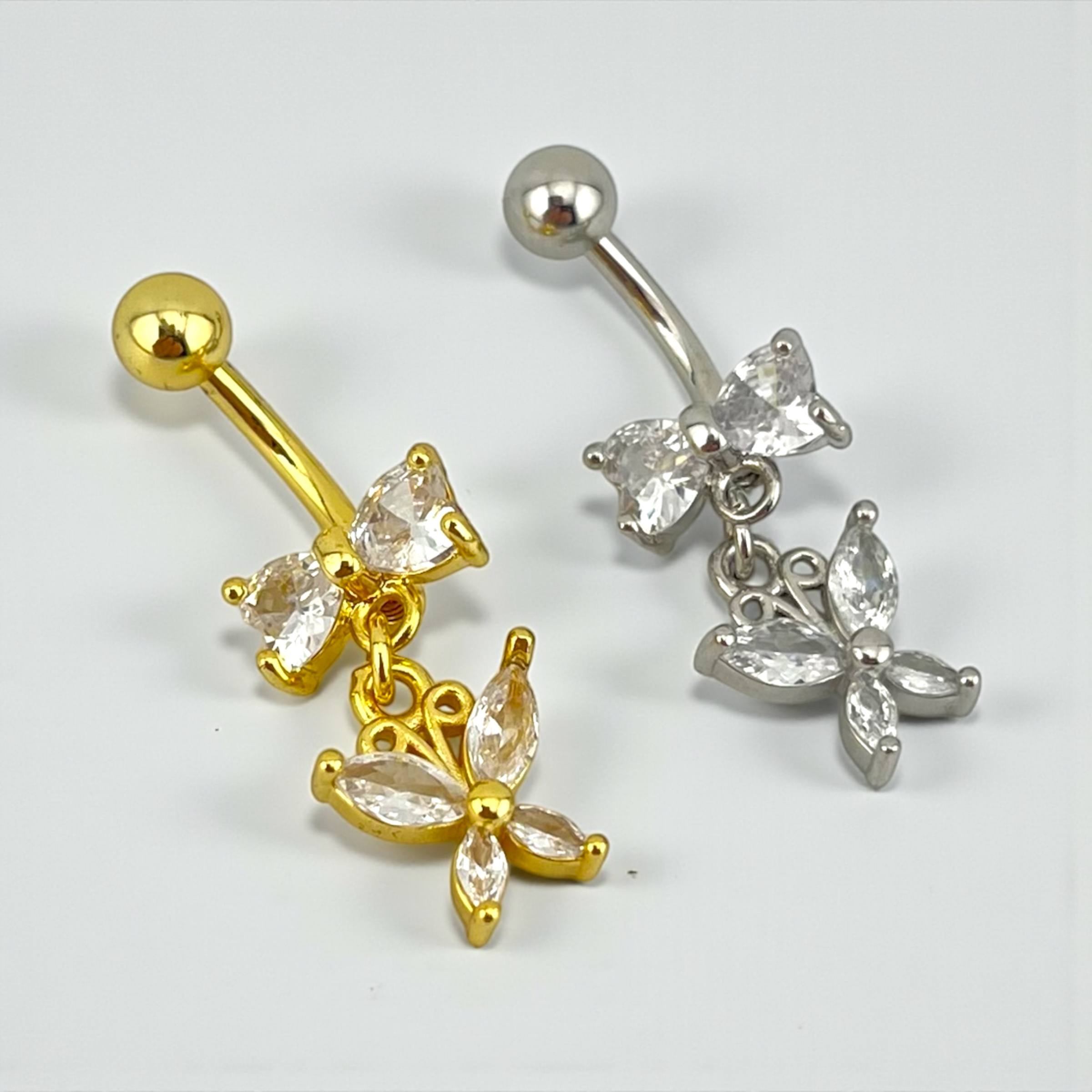 Butterfly Bliss Belly Piercing ā Gold & Silver
