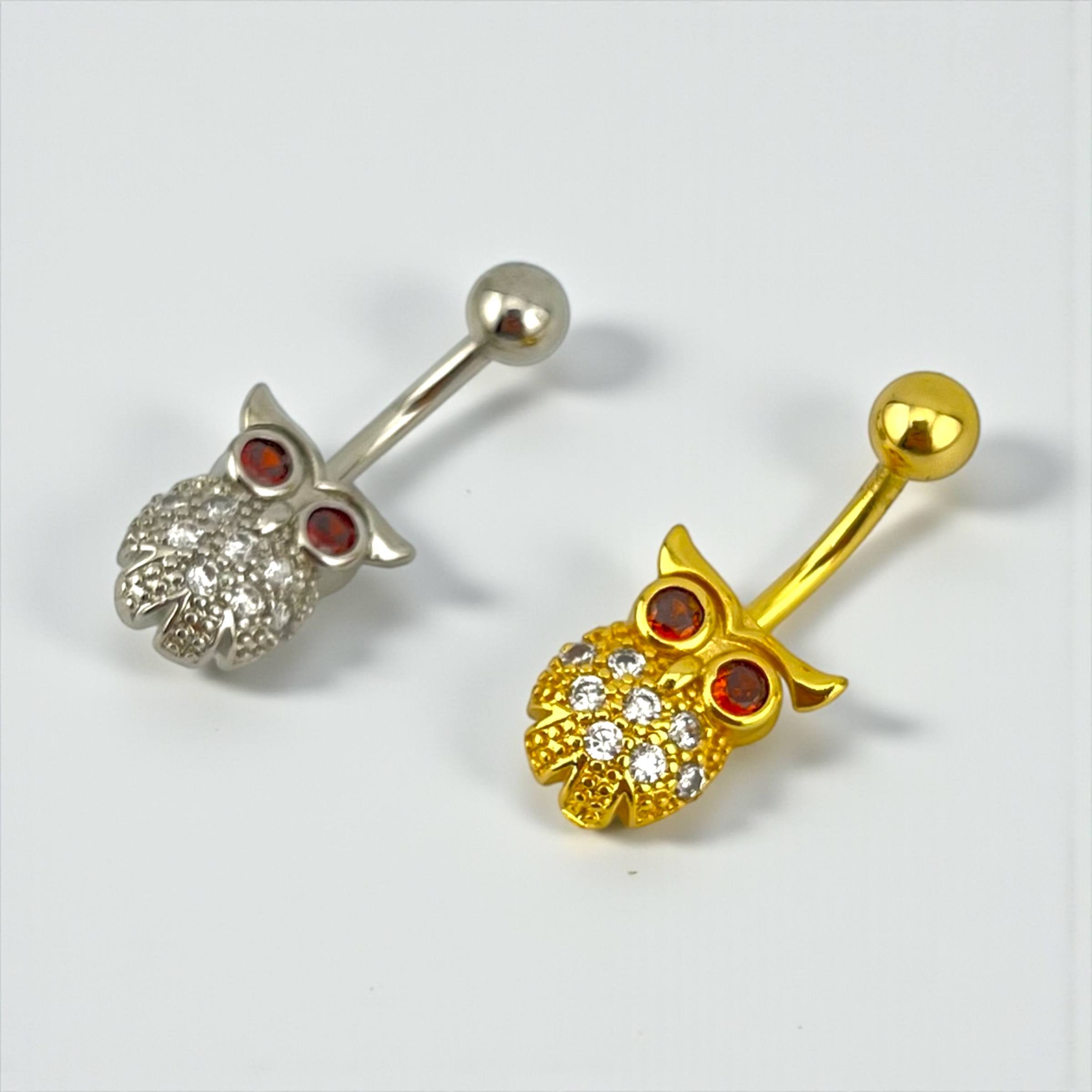 Owl Charm Belly Piercing– Gold & Silver