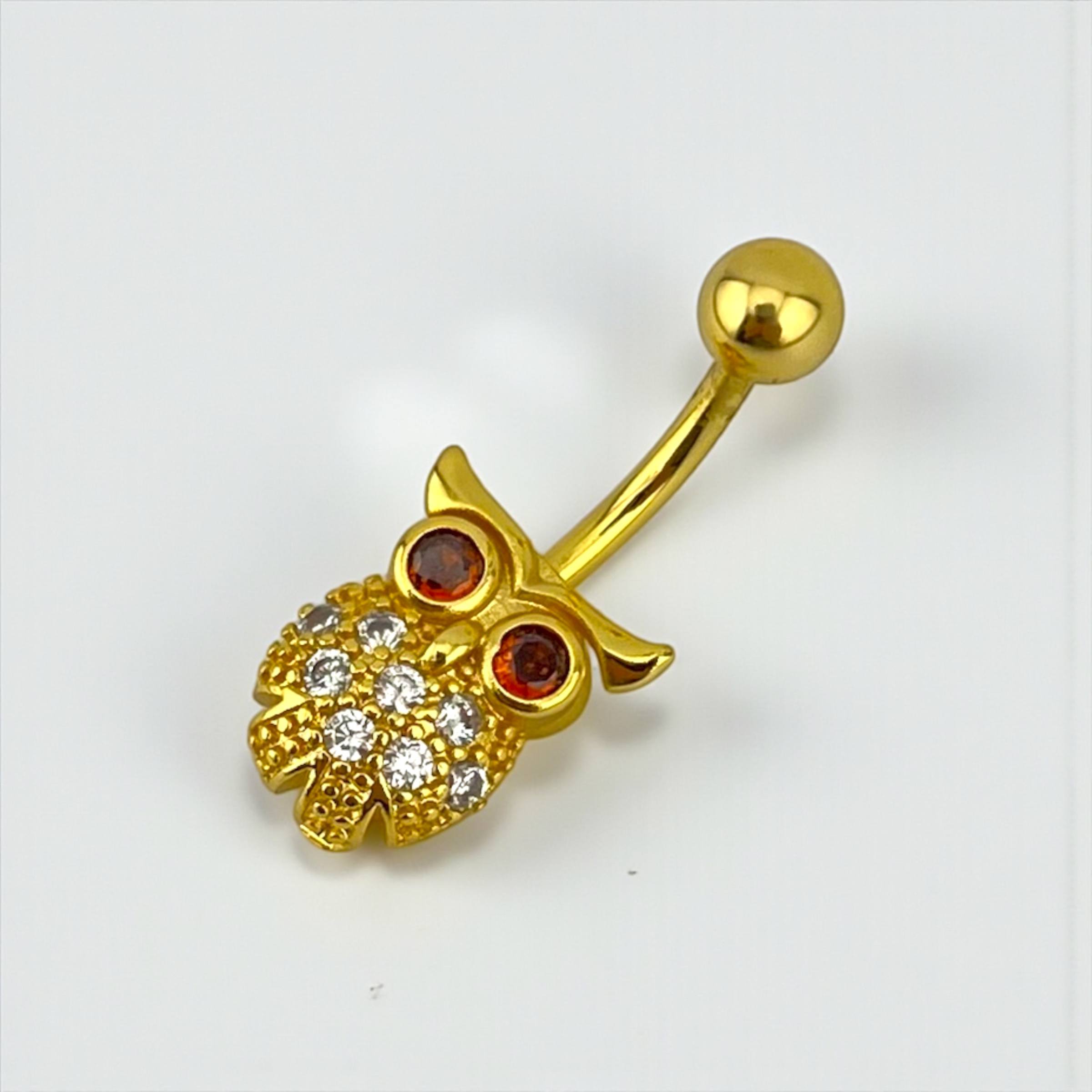 Owl Charm Belly Piercing– Gold & Silver