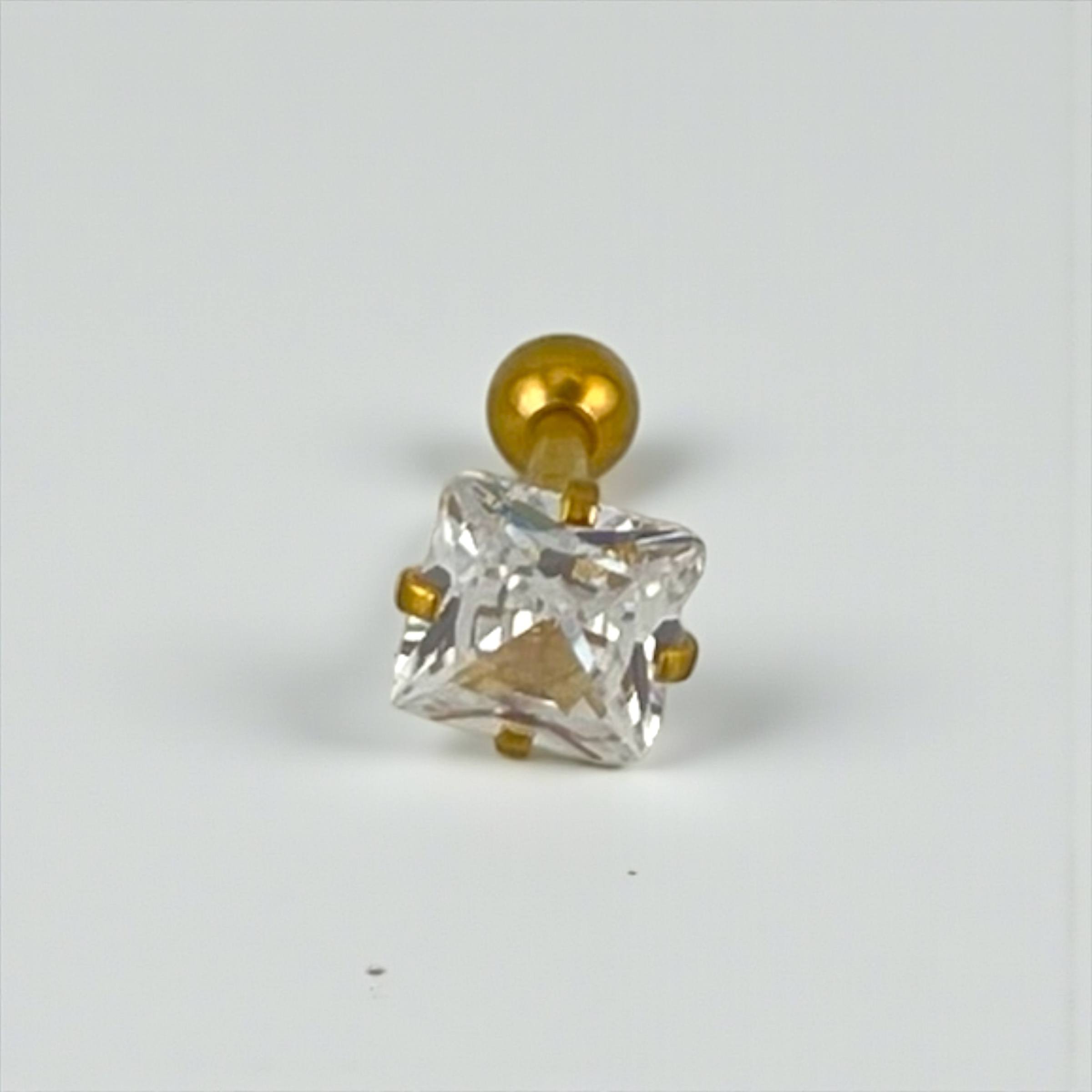 square golden shape ear piercing