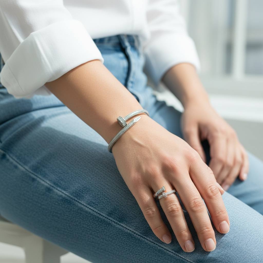 thick nail cartier– Gold bangle and ring