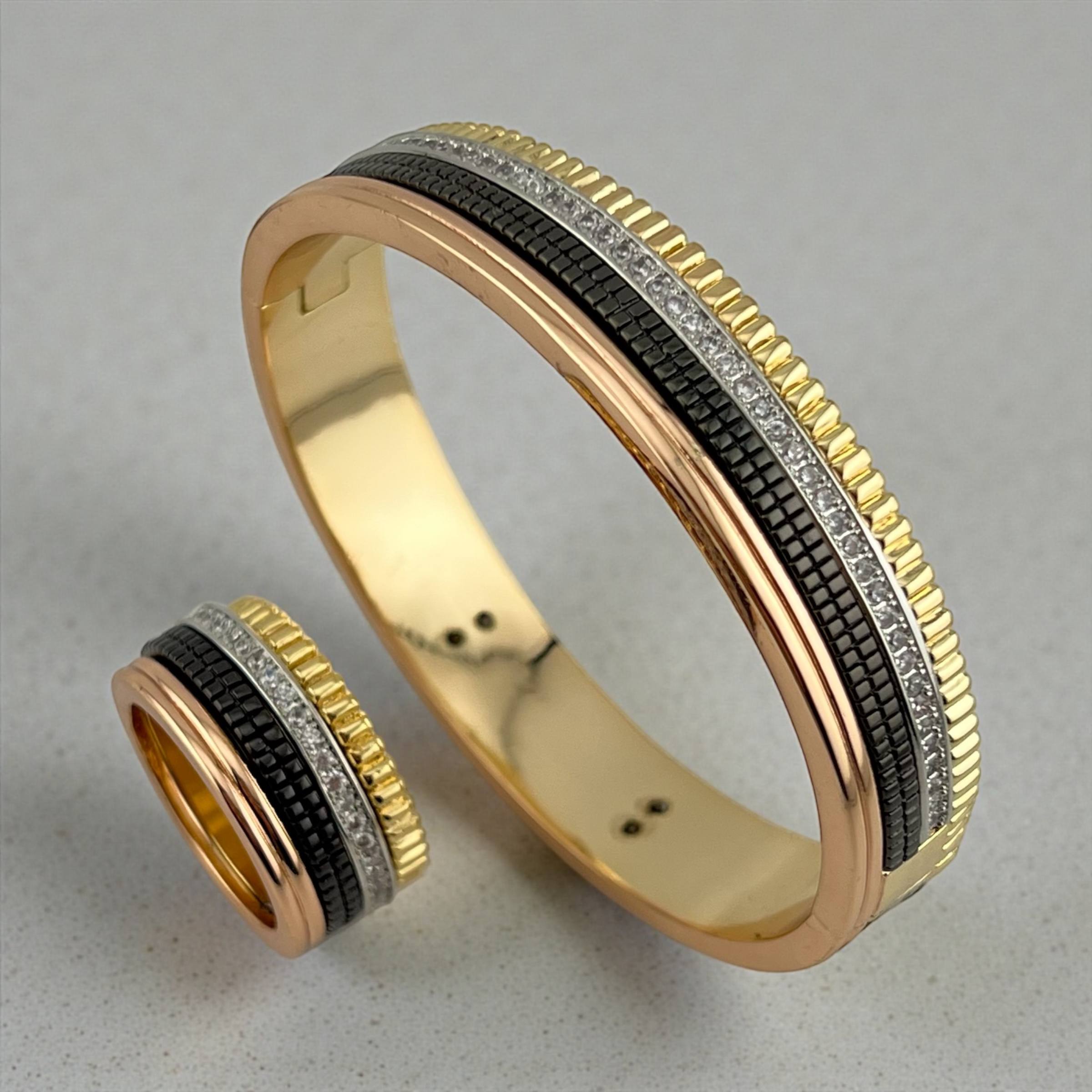bocherone Tricolor Luxe Bangle & Ring Set – Bold Elegance Redefined ✨