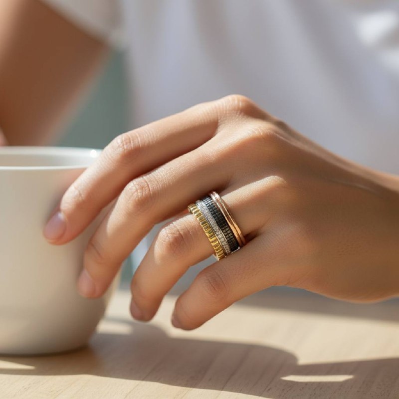 bocherone Tricolor Luxe Statement Ring – Bold & Refined ✨