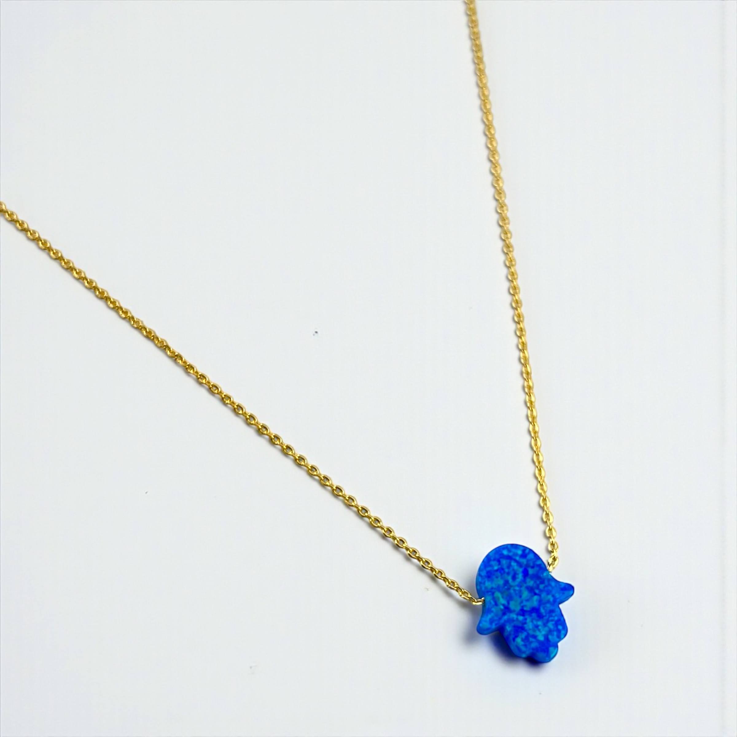 Azure Hamsa – Blue Opal Protection Necklace