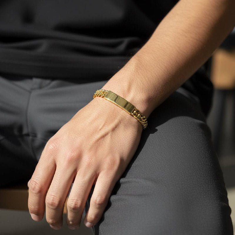 Strip Bold Cuban Gold ID Bracelet – Statement & Personalized ✨