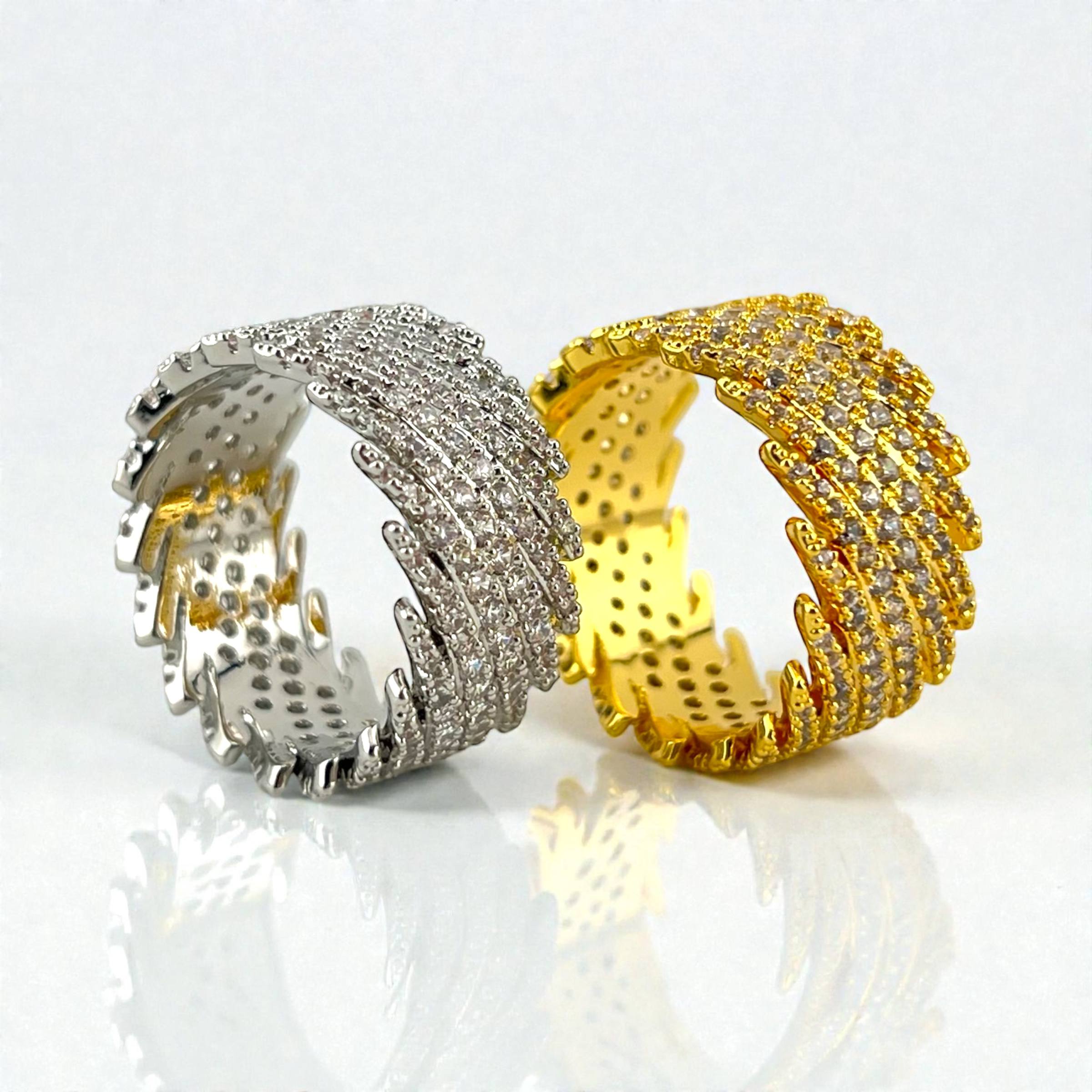wedding Royal Pavé Statement Ring – Gold & Silver ✨