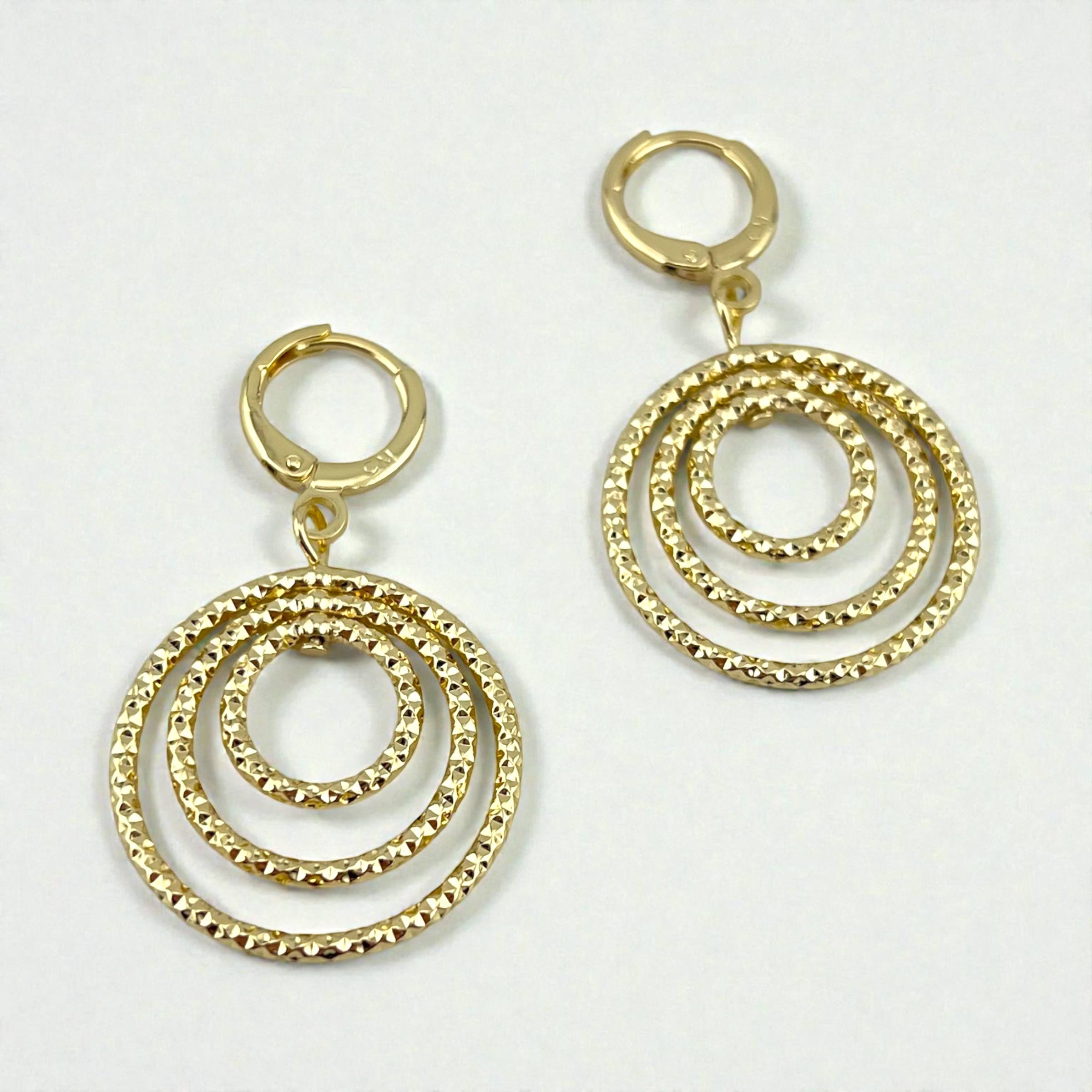 Triple Circle Drop Earrings – Bold Radiance ✨