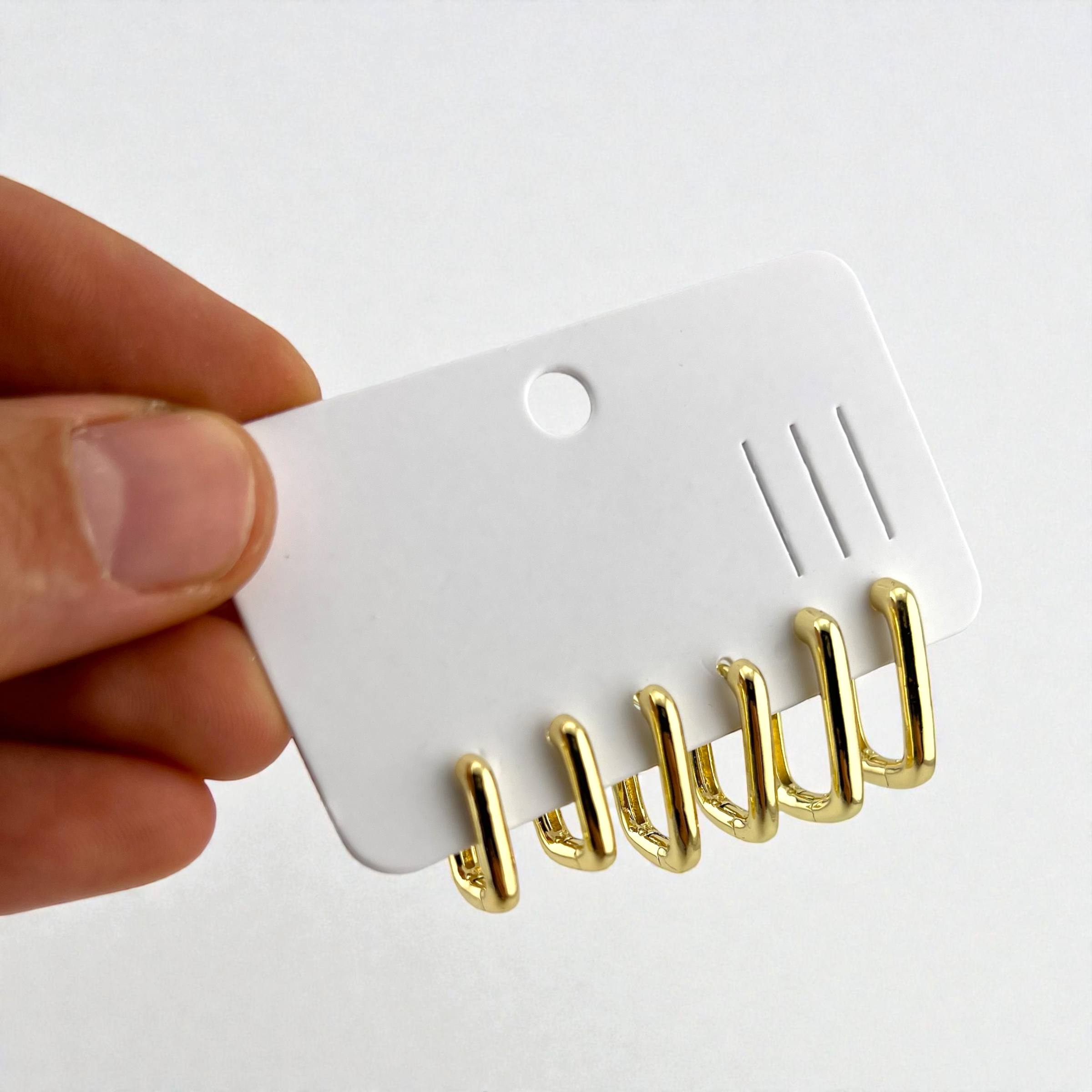 Modern Rectangle Gold Huggie Earrings Set – Sleek & Minimal ✨