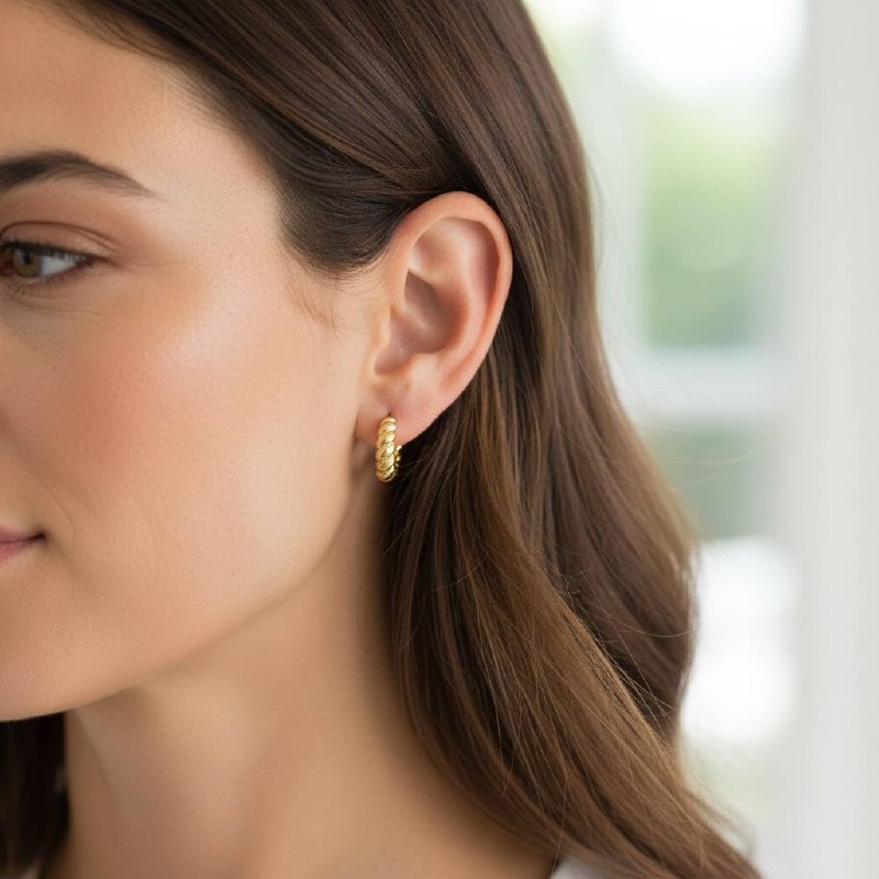 Twisted Rope Gold Huggie Earrings – Available in 3 Sizes ✨