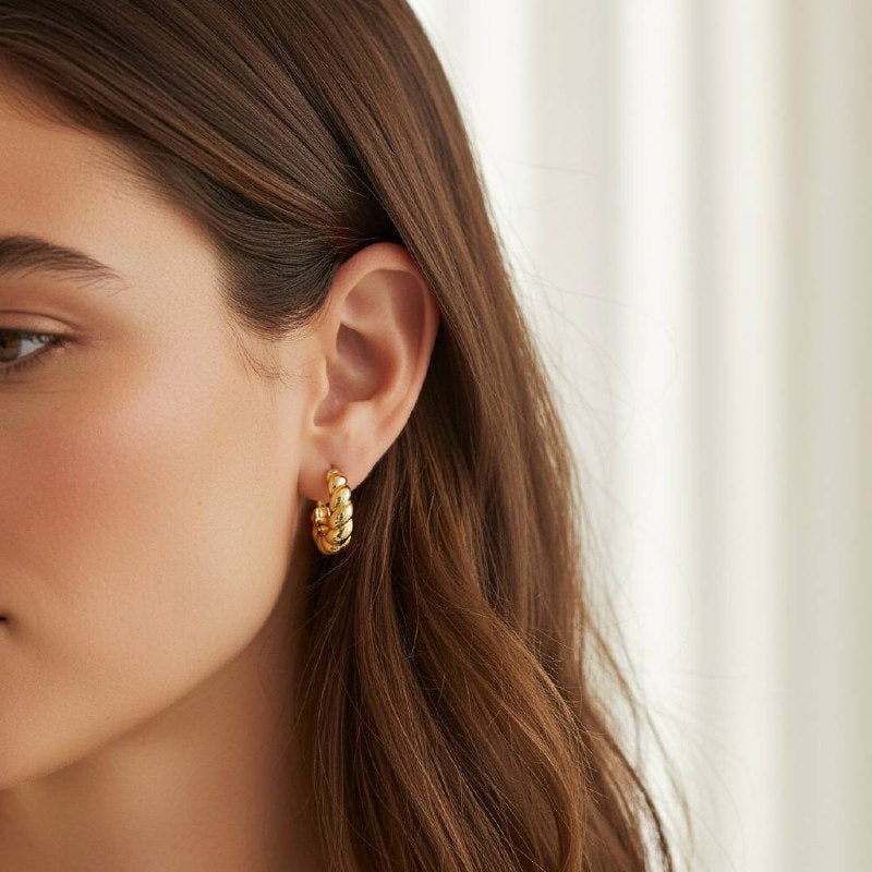 Twisted Rope Gold Huggie Earrings – Available in 3 Sizes ✨