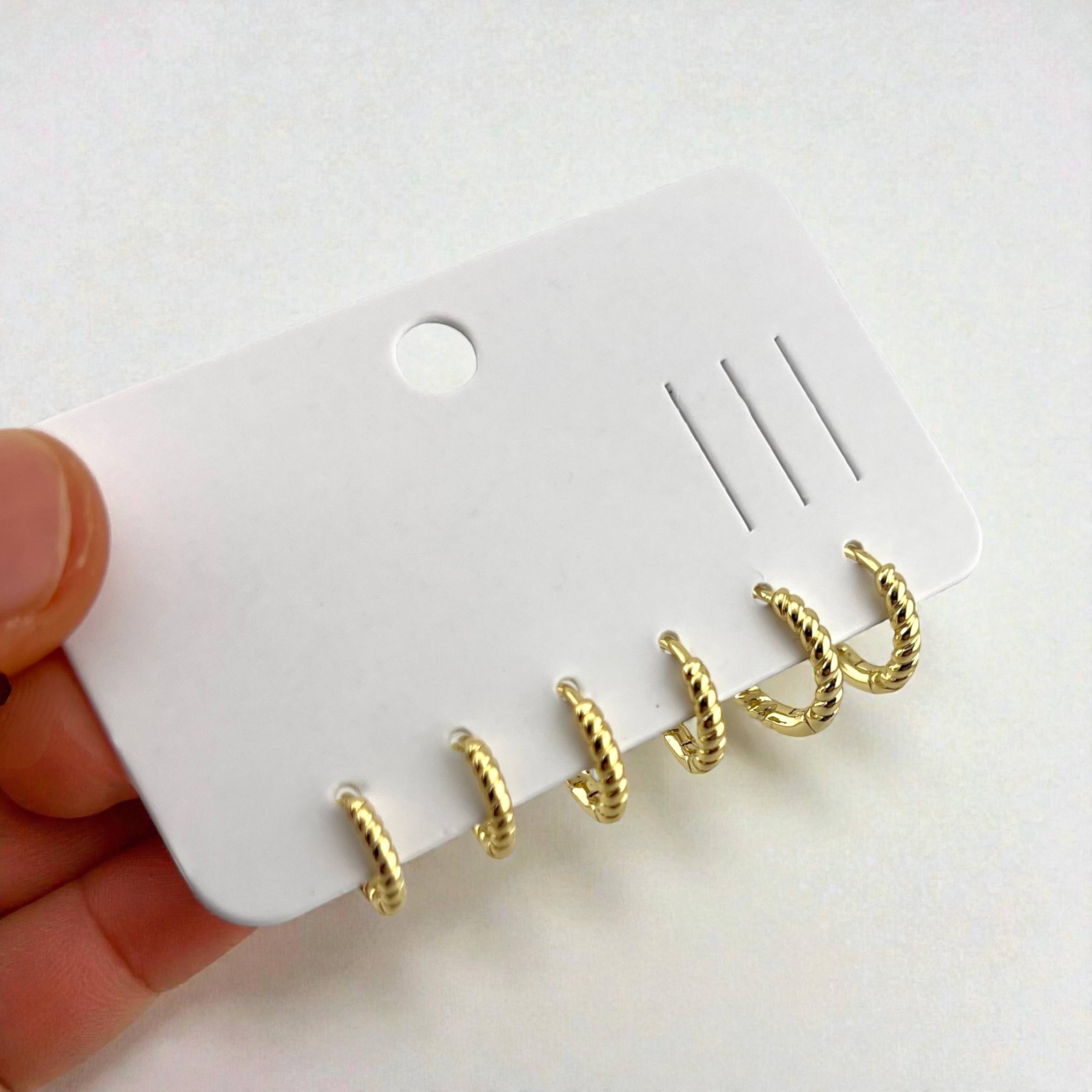 mini Twisted Rope Gold Huggie Earrings Set – 3 Sizes ✨