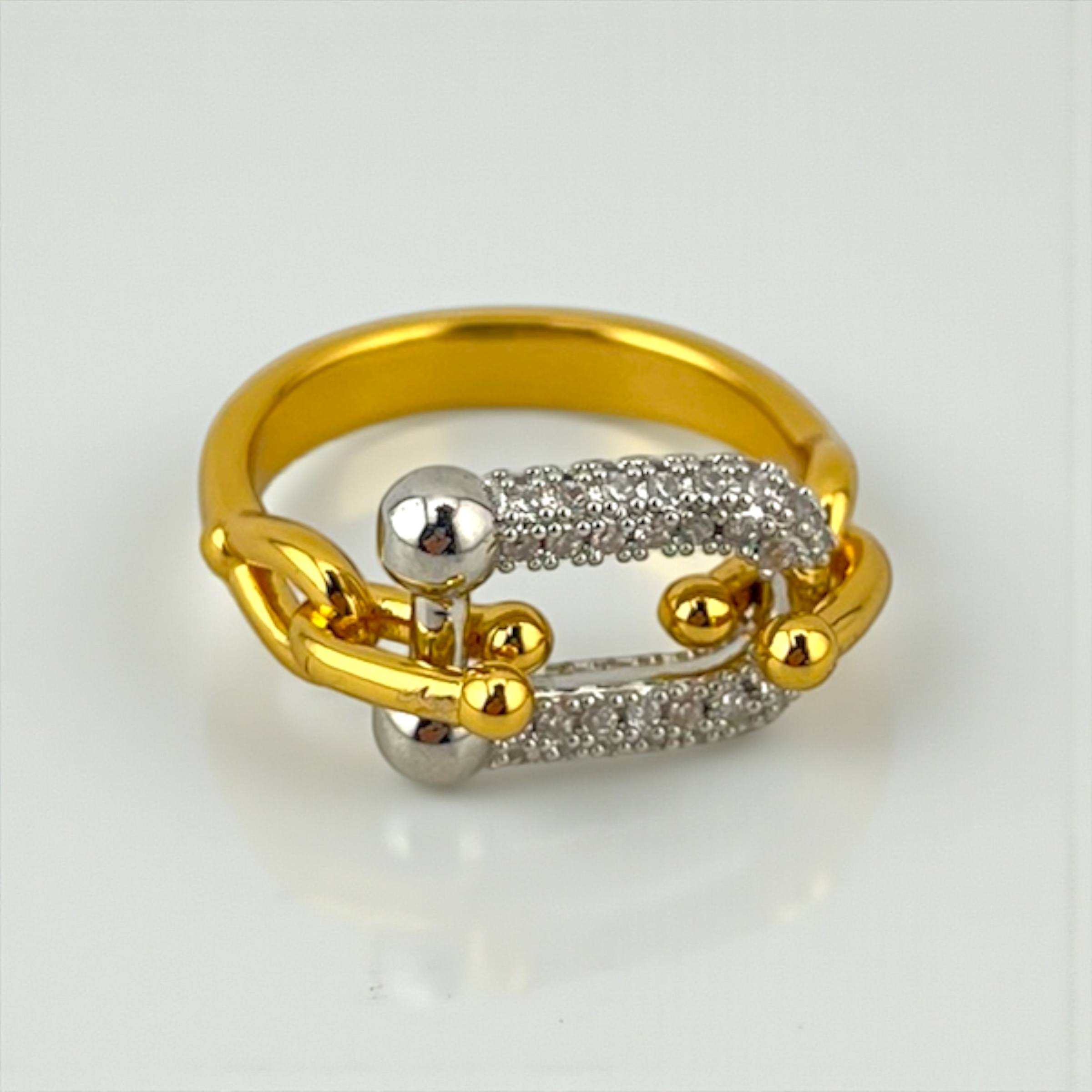 tiffany Dual-Tone Crystal Link Ring