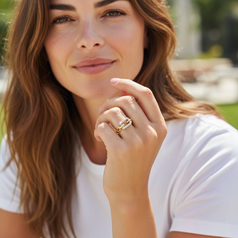 tiffany Dual-Tone Crystal Link Ring