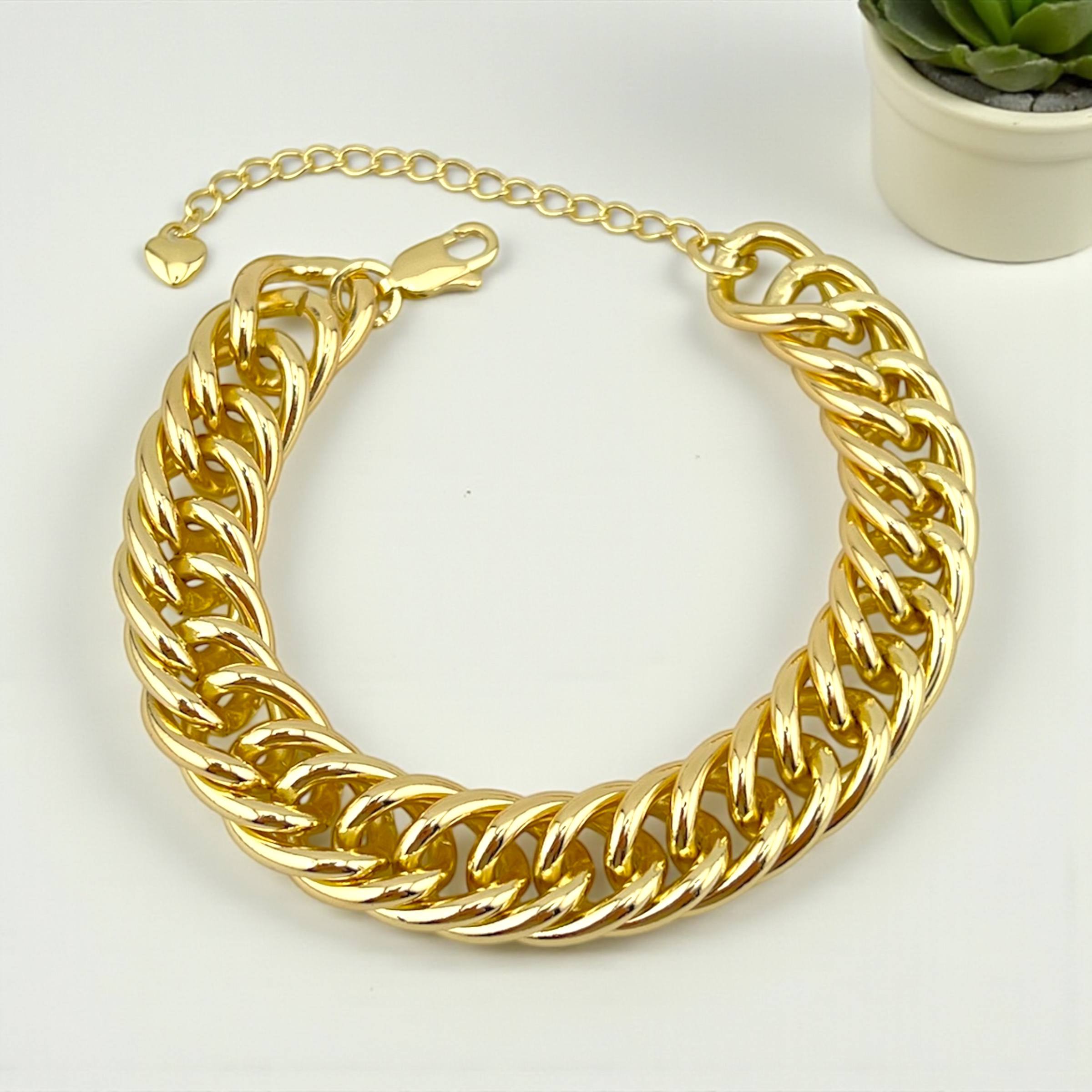 thick janzir Cuban Chain Bracelet ā 18K Gold-Plated