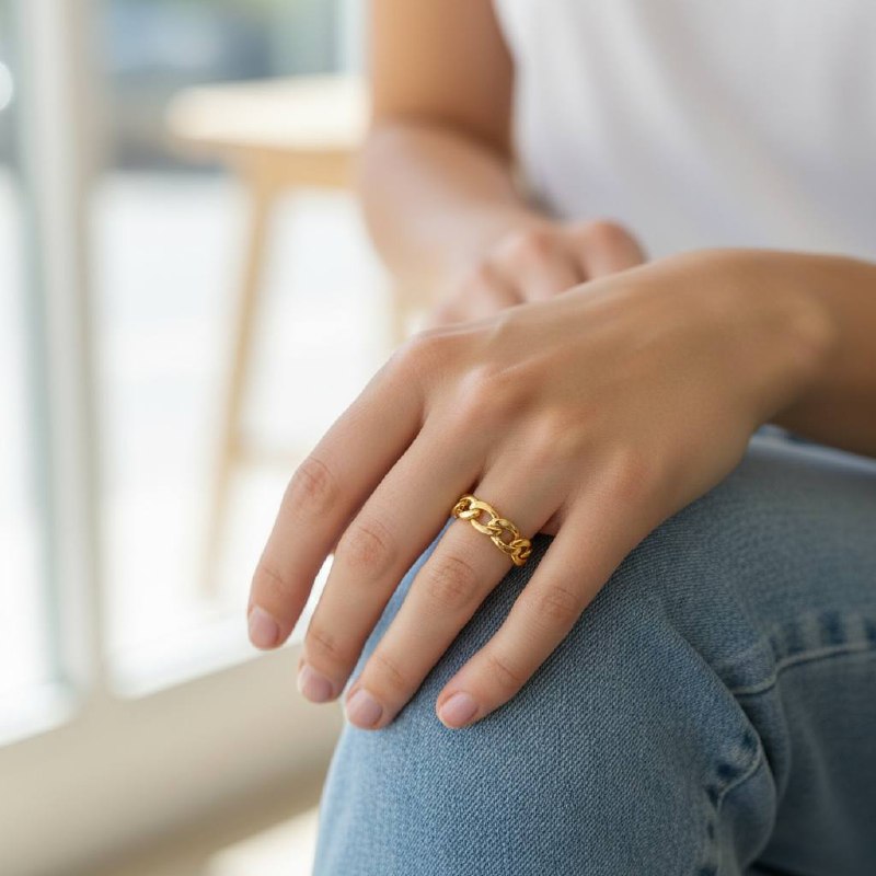 Bold Chain Link Ring – Gold