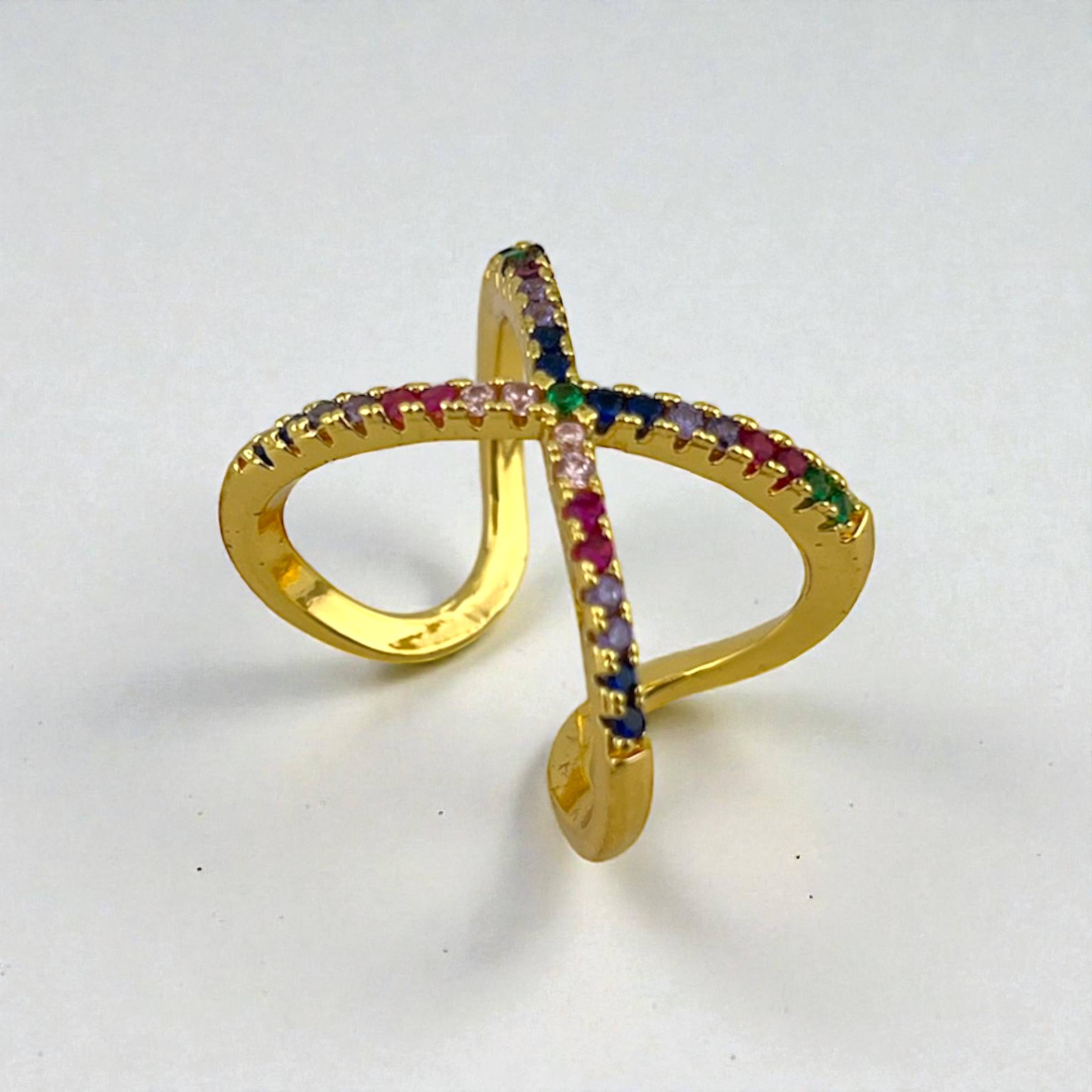 Starlight Criss Cross X-Ring ā Rainbow Glamour š«š