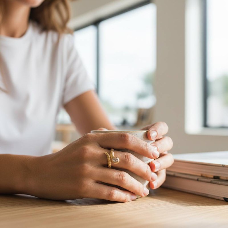 Serpent snake Luxe Ring โ Gold & Emerald Charm ๐๐