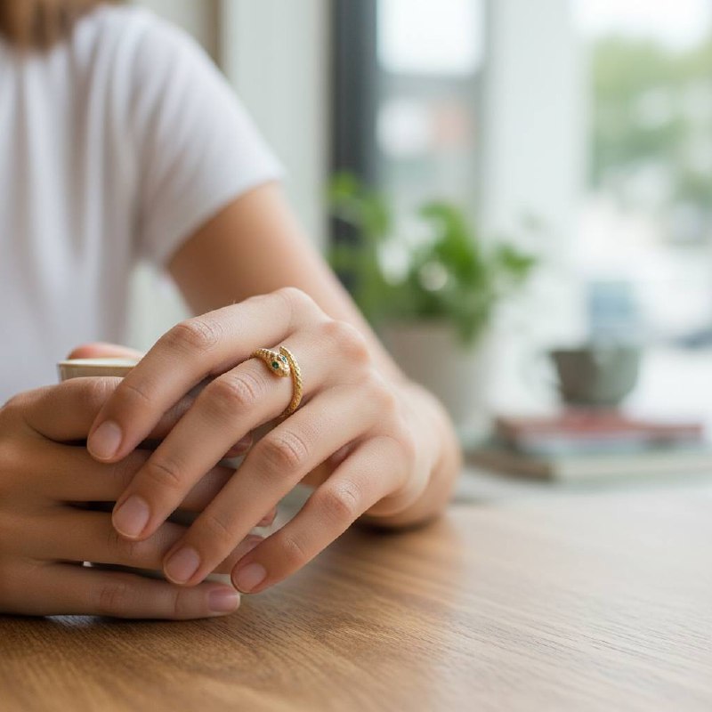 Golden snake Serpent Eye Ring ๐๐