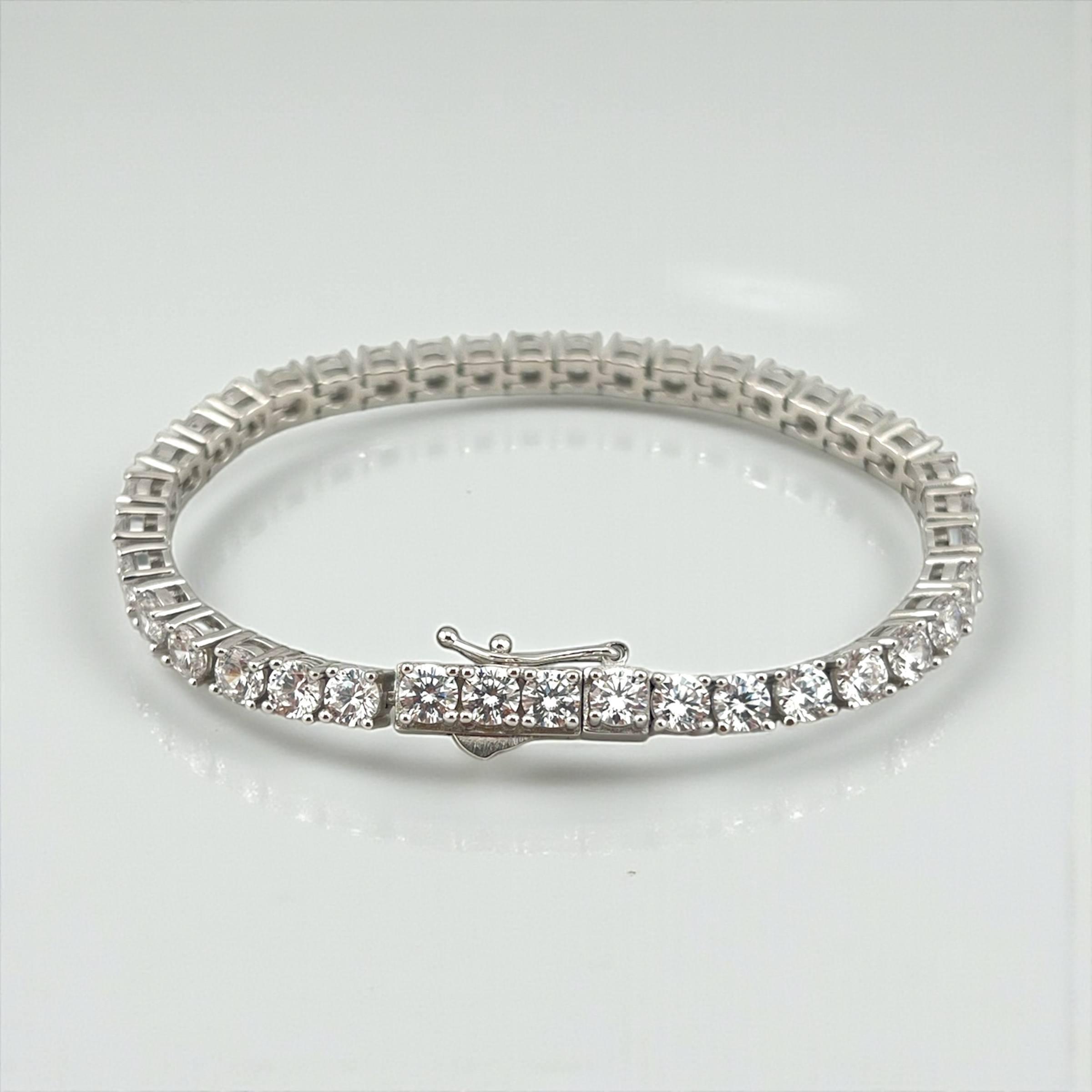 silver 925 (4mm) tennis bracelet transparent Crystal – Silver Sparkle Elegance ✨