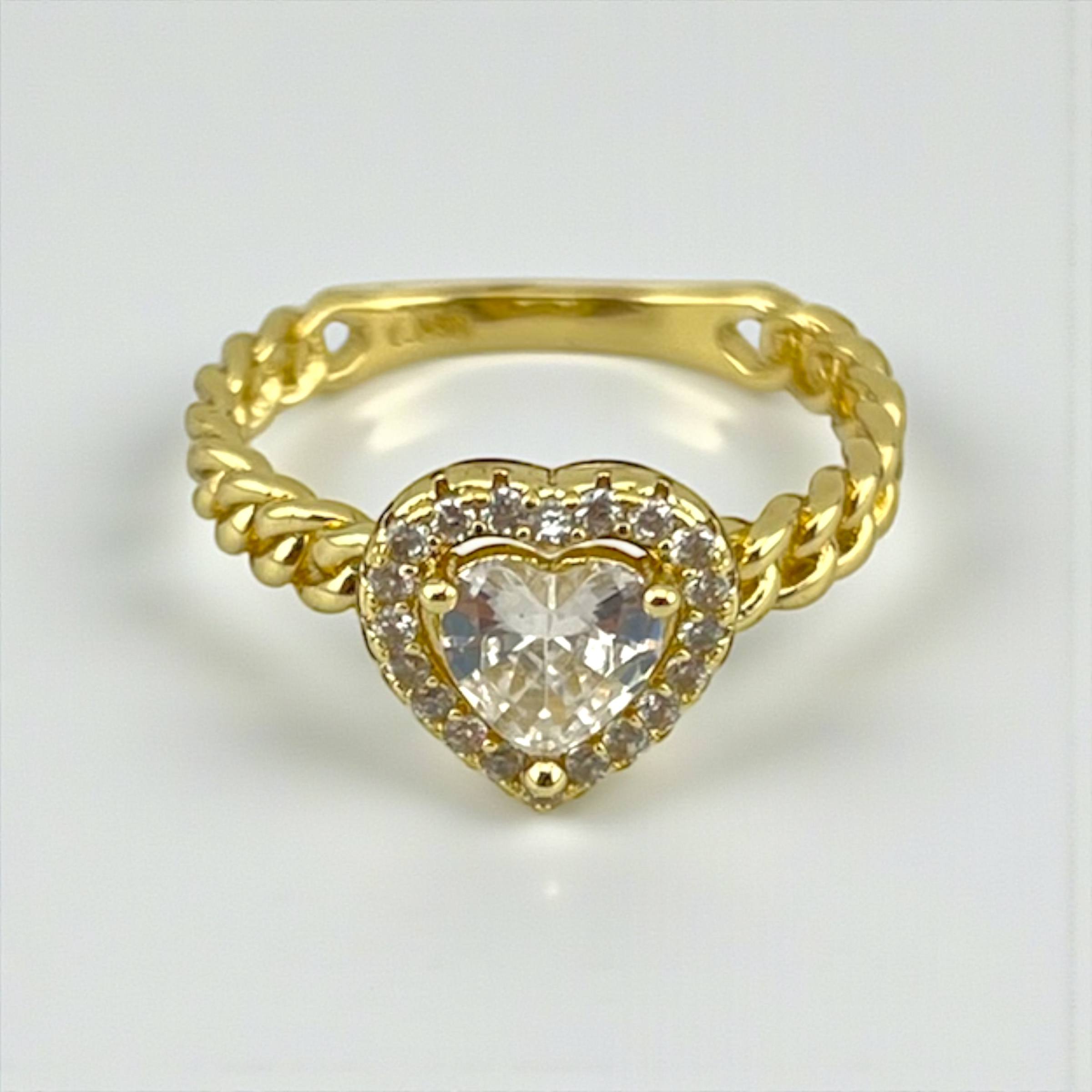 Crystal Heart Braided Ring