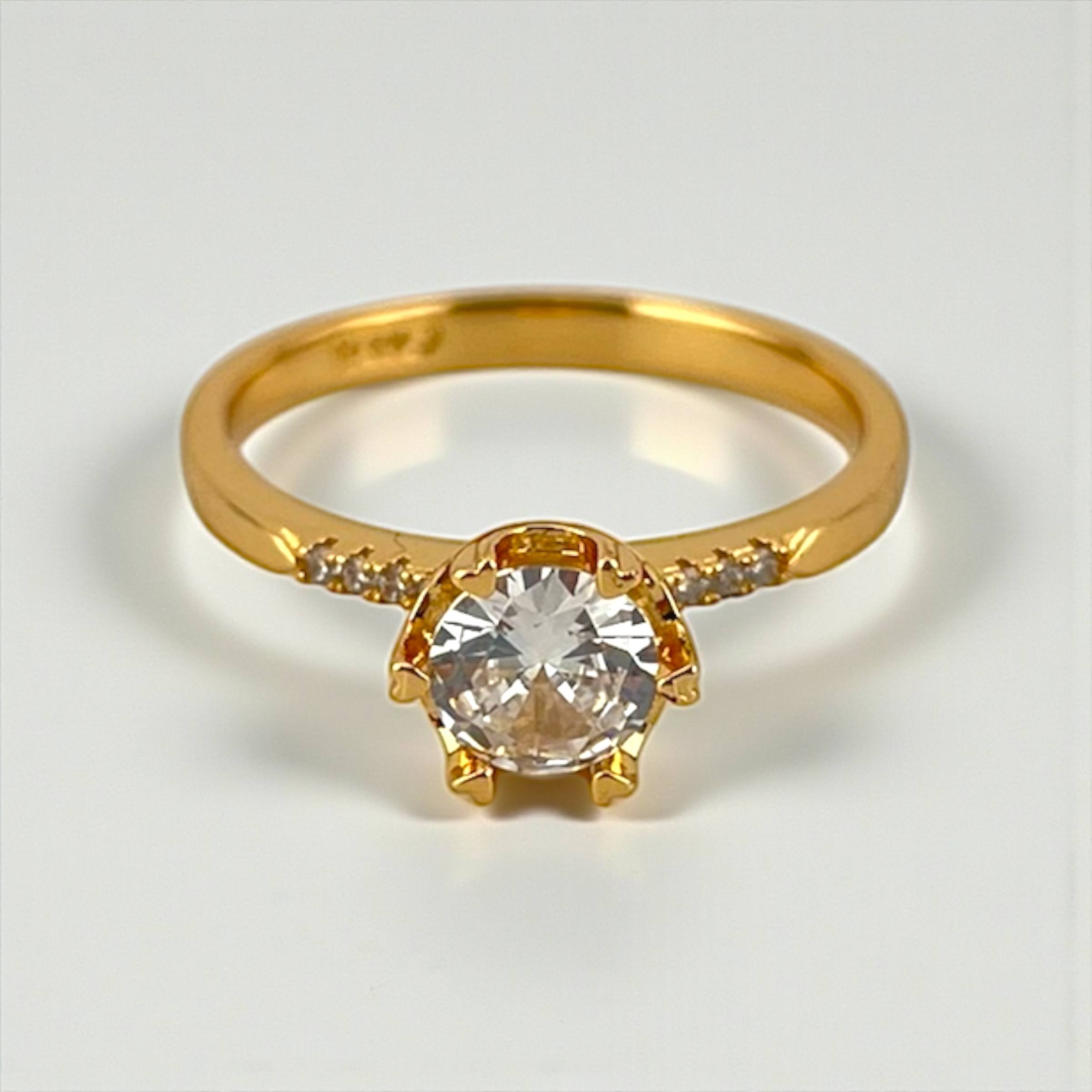 💖 Solitaire Spark Accent Ring – Gold