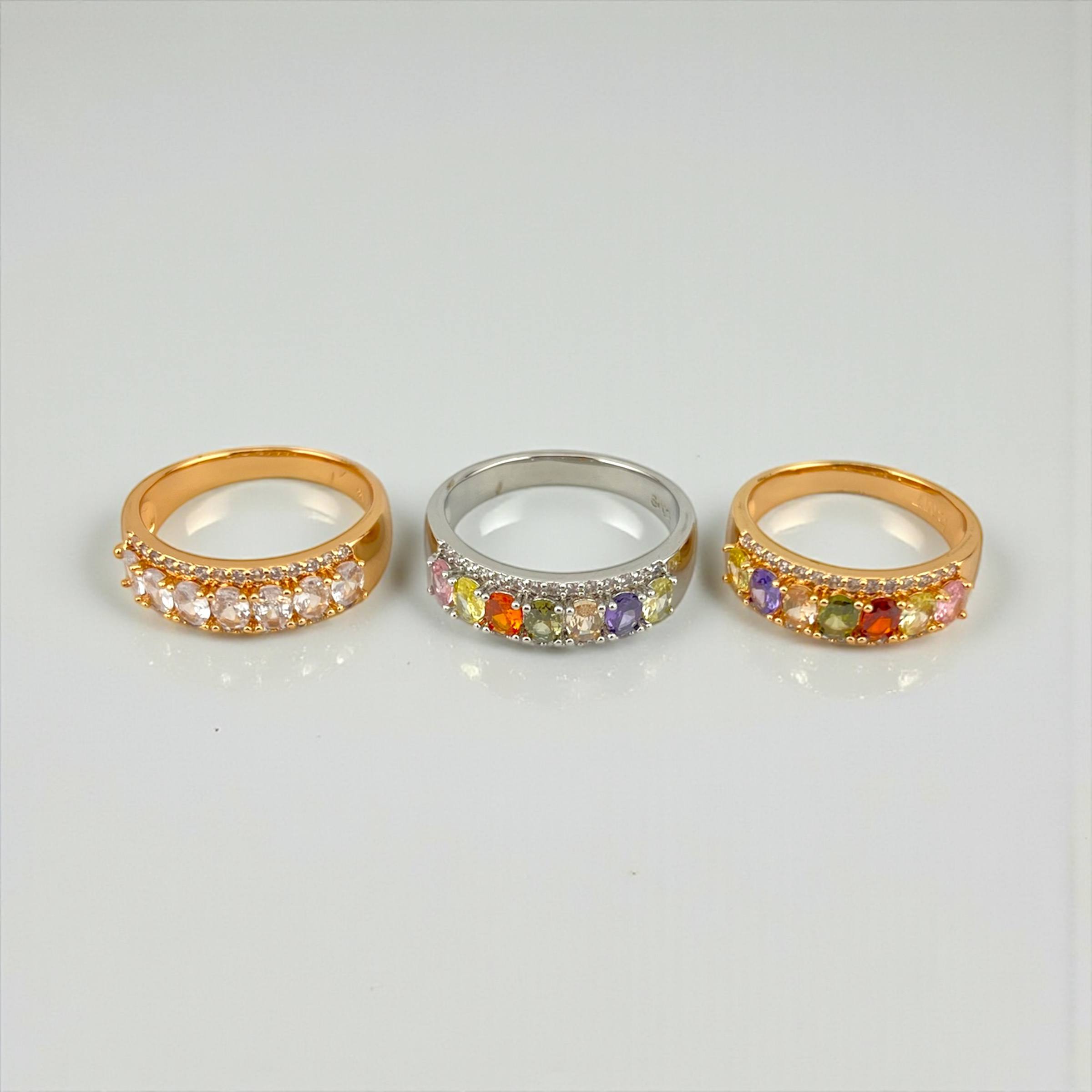 Rainbow Gem Band Rings – Trio Collection