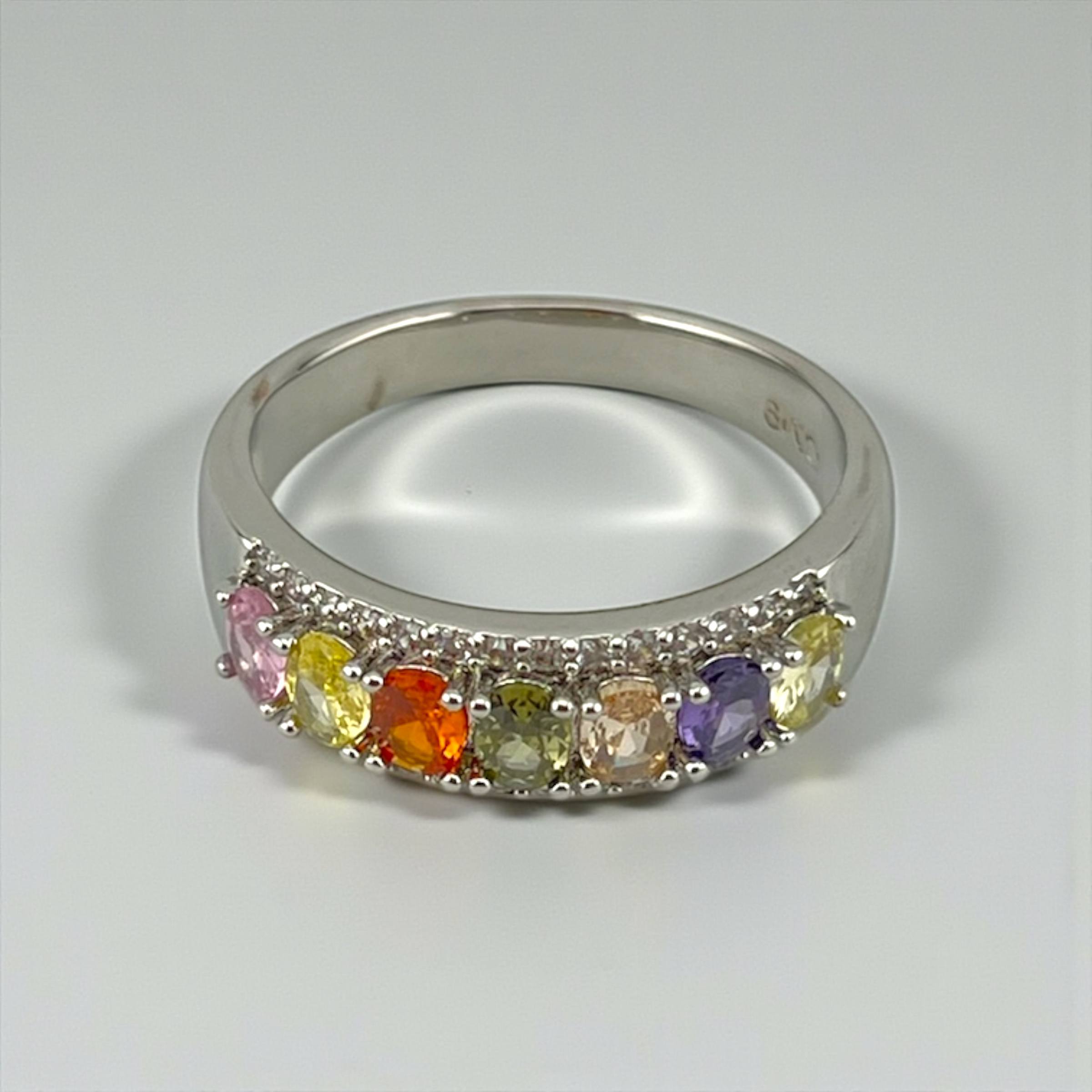 Rainbow Gem Band Rings – Trio Collection