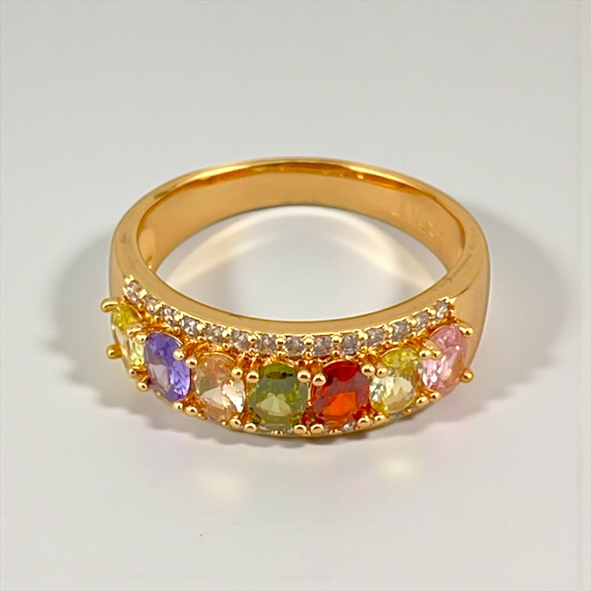 Rainbow Gem Band Rings – Trio Collection
