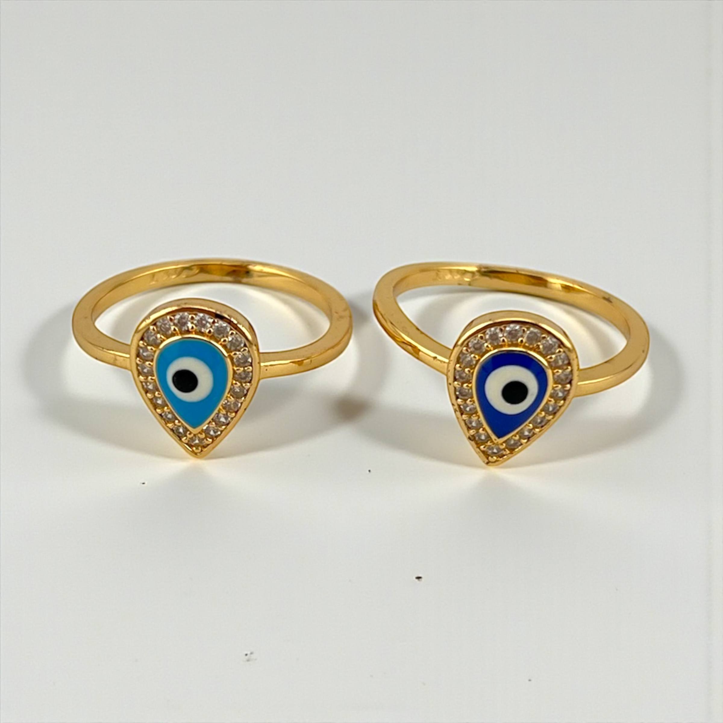 Teardrop Evil Eye Ring