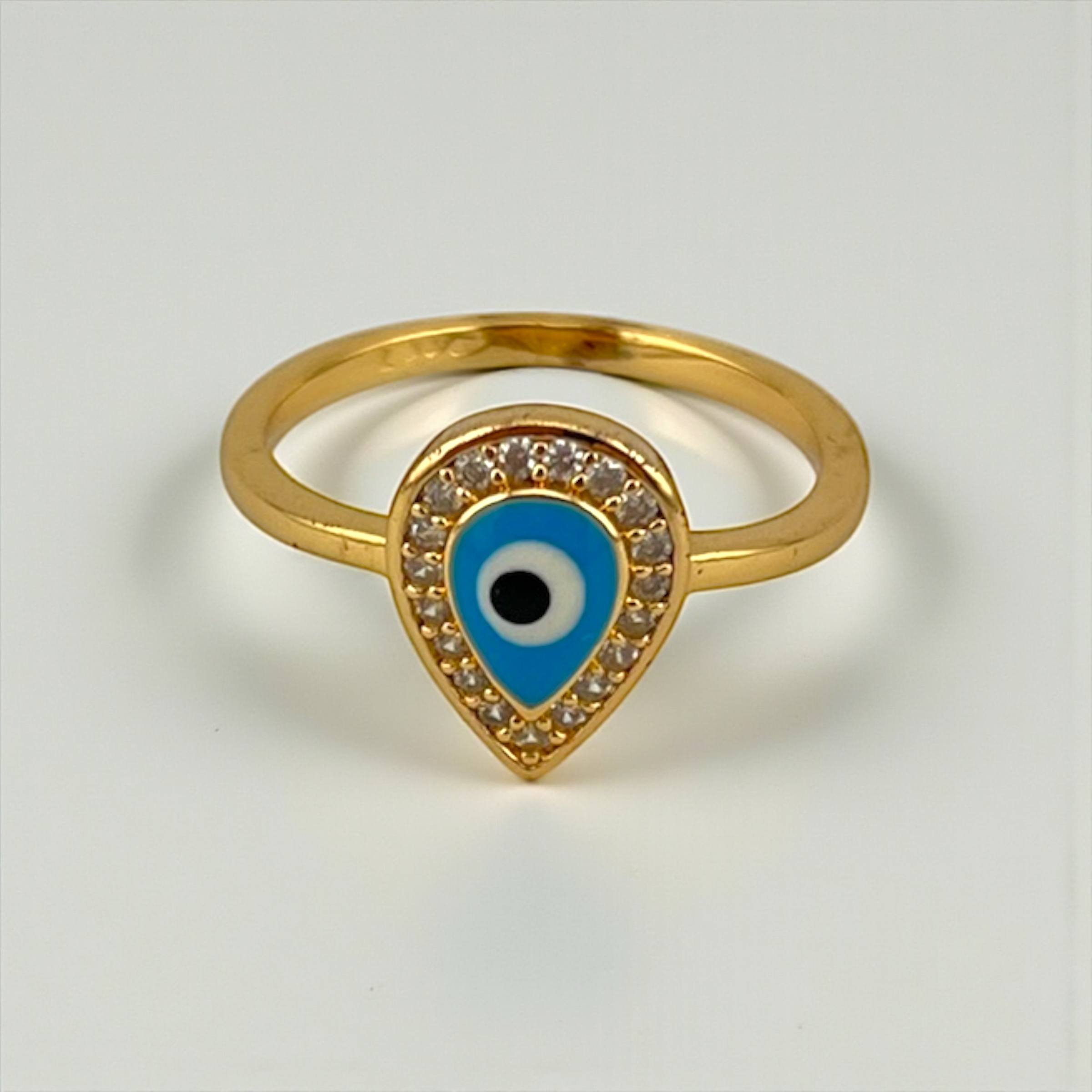 Teardrop Evil Eye Ring