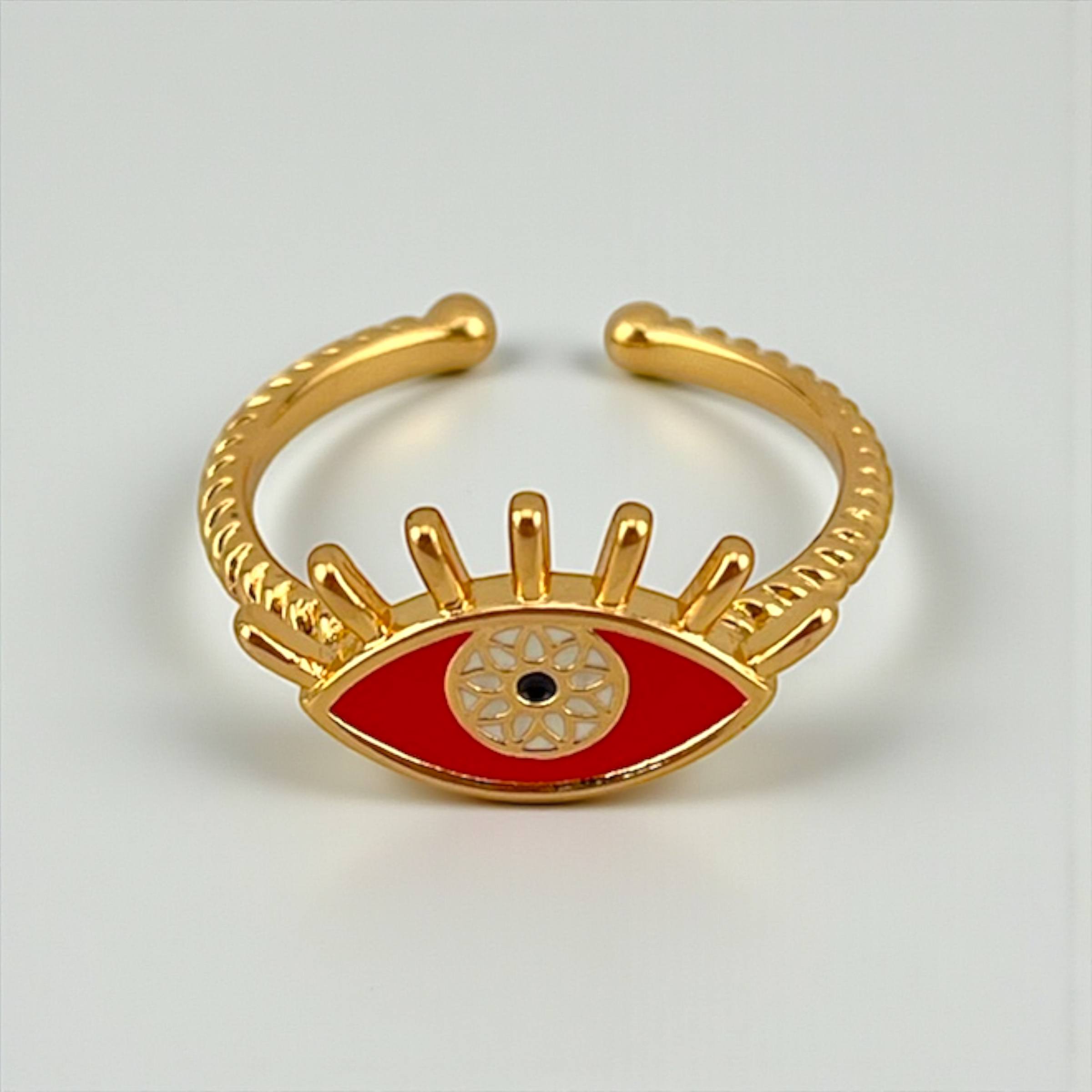 Crimson Eye Ring – Gold & Red