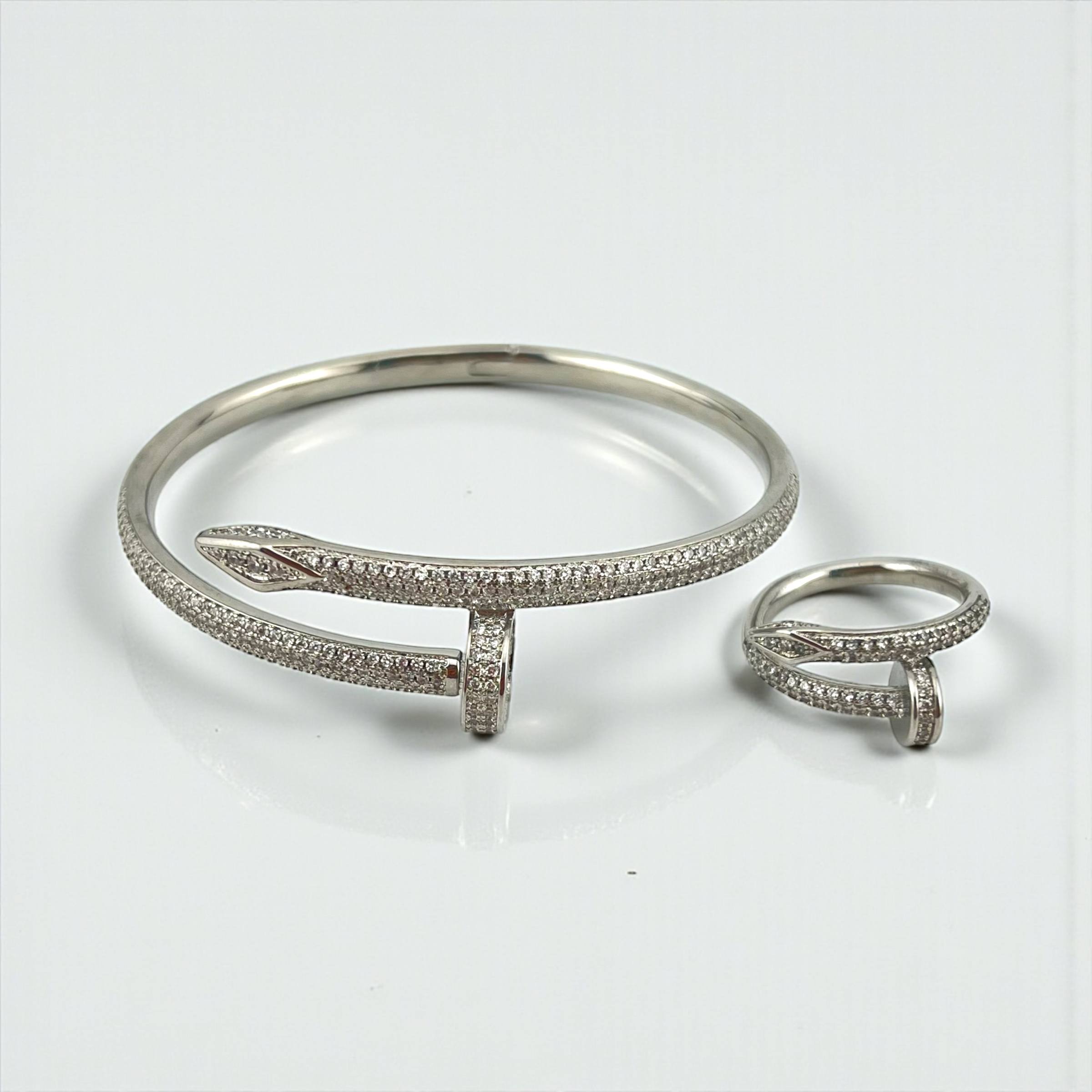 MOSMAR cartier Strass bangle and ring – Gold & Crystal Edition