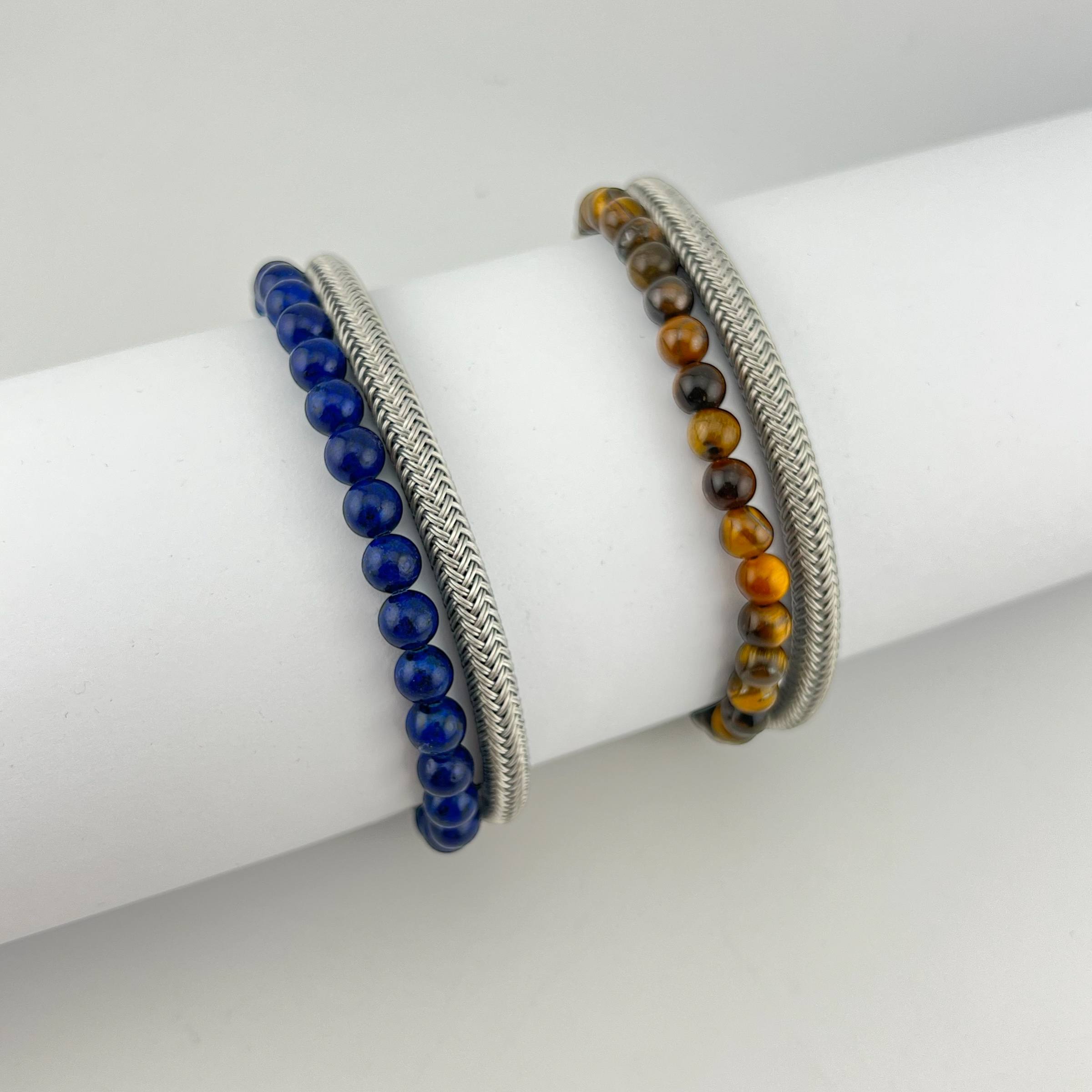 🐅 Tiger Eye & Steel Braided Men's Bracelet – Dual Power Look