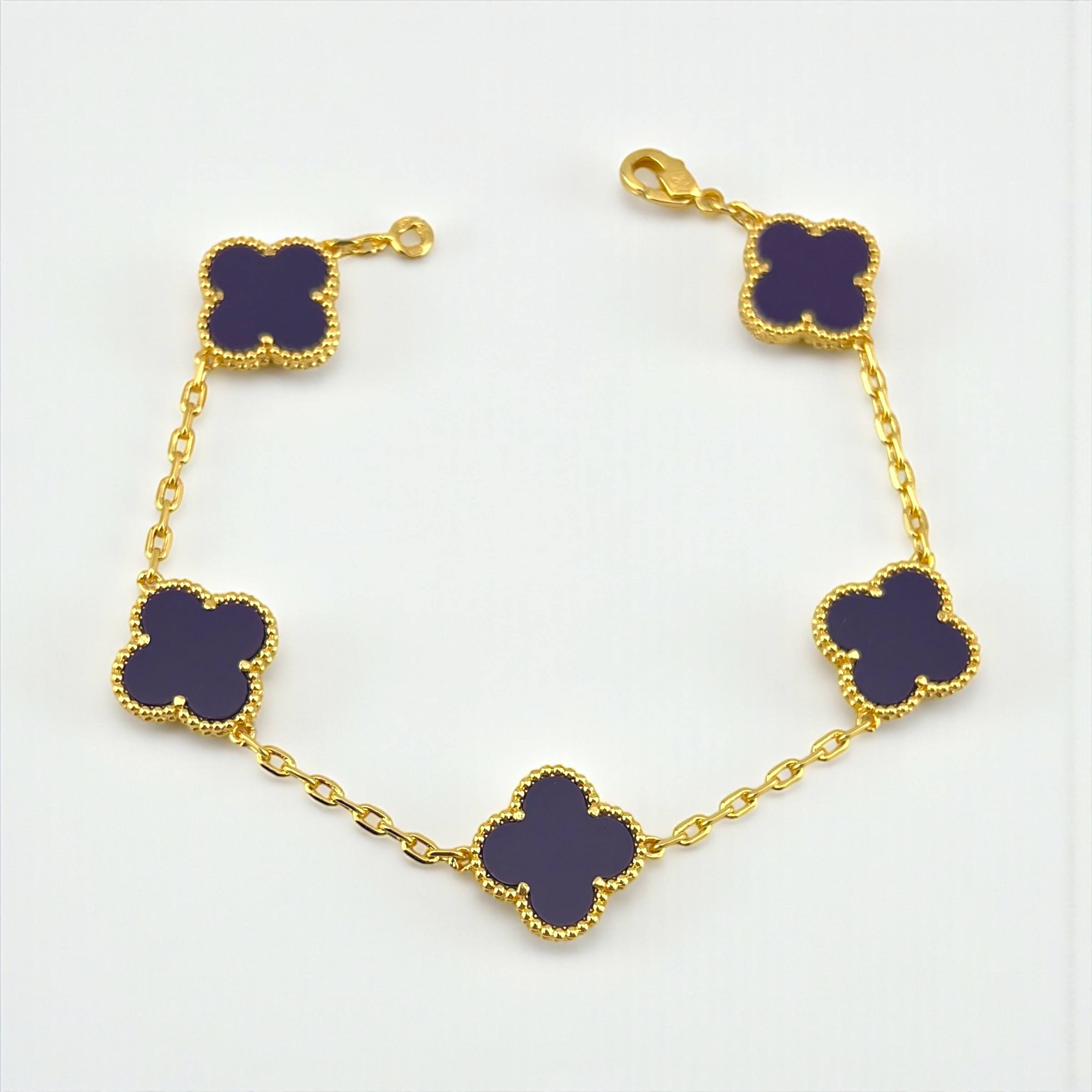 Vip seda VanCleef Elegance Bracelet – 18K Gold-Plated with Colorful Enamel