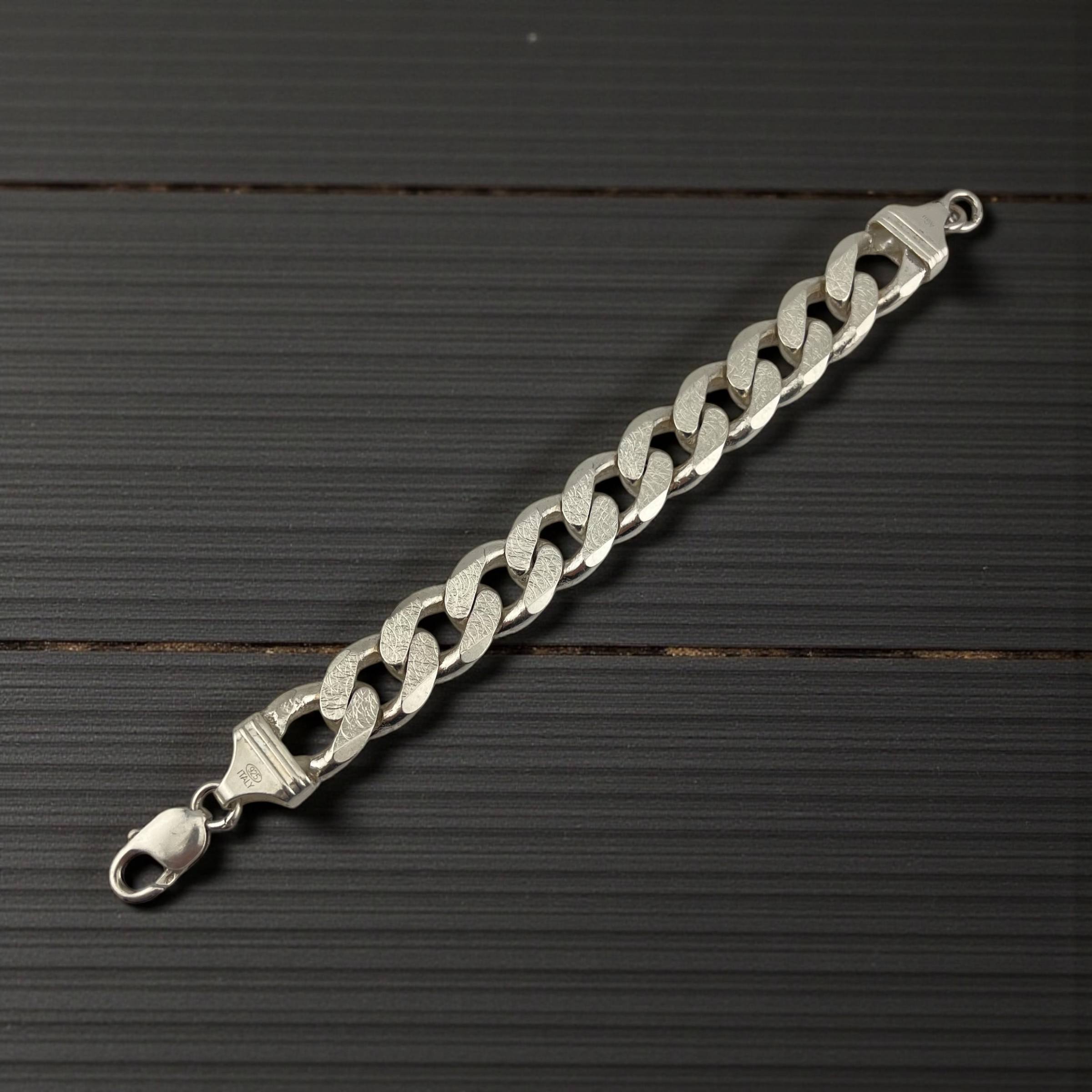 Silver 925 thick cuban chain bracelet
