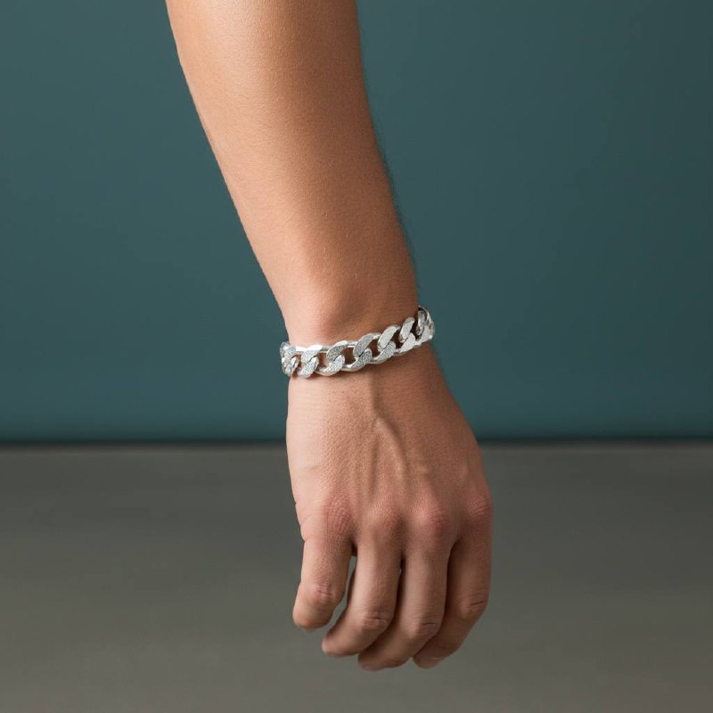 Silver 925 thick cuban chain bracelet